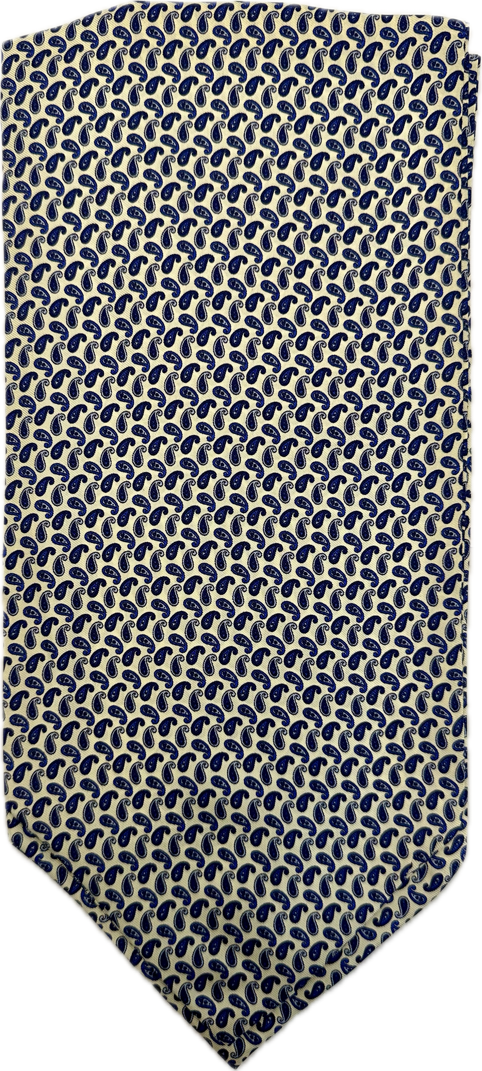 Ascot silk tie micro paisley avorio blu Monsieur
