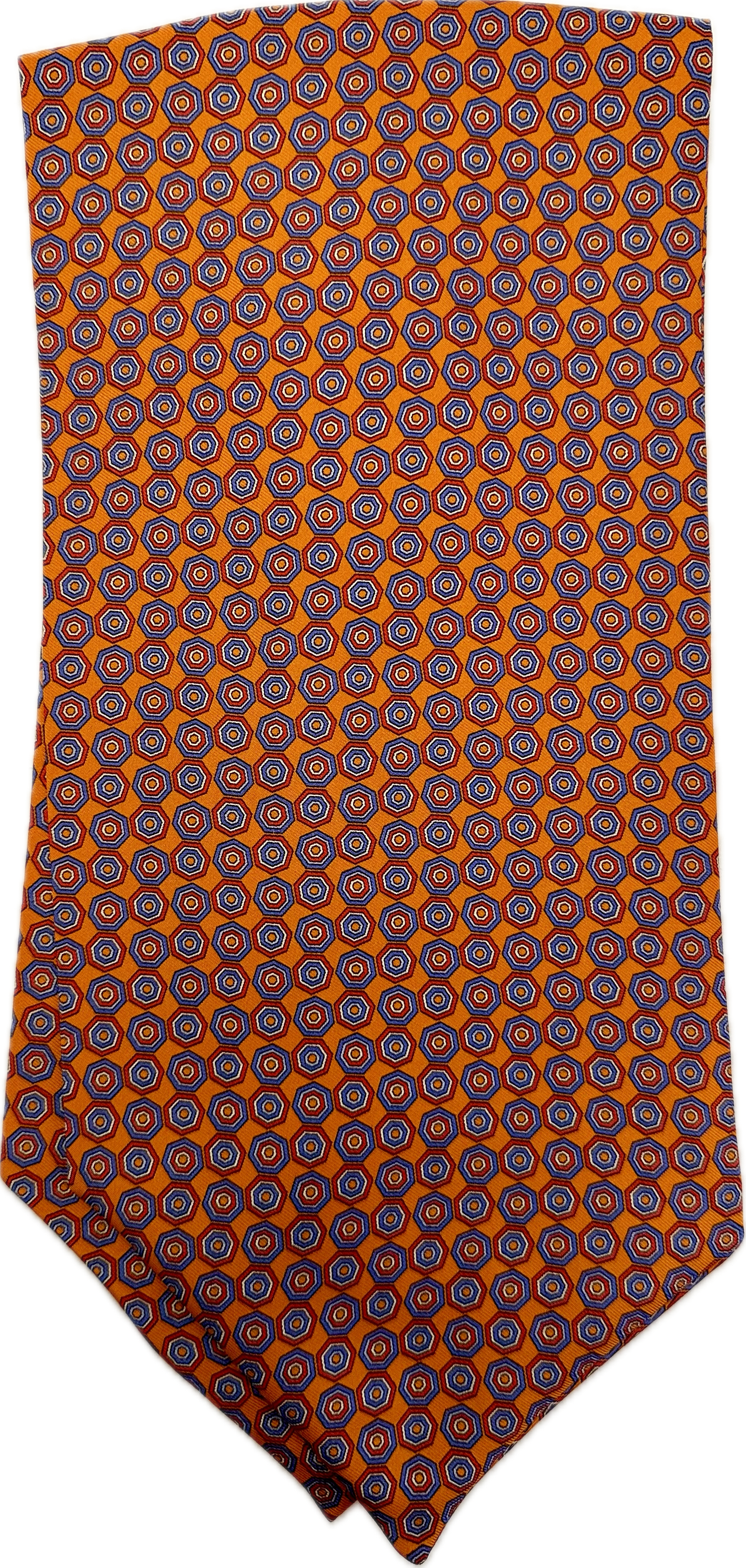Ascot silk tie fantasia esagoni arancione Monsieur