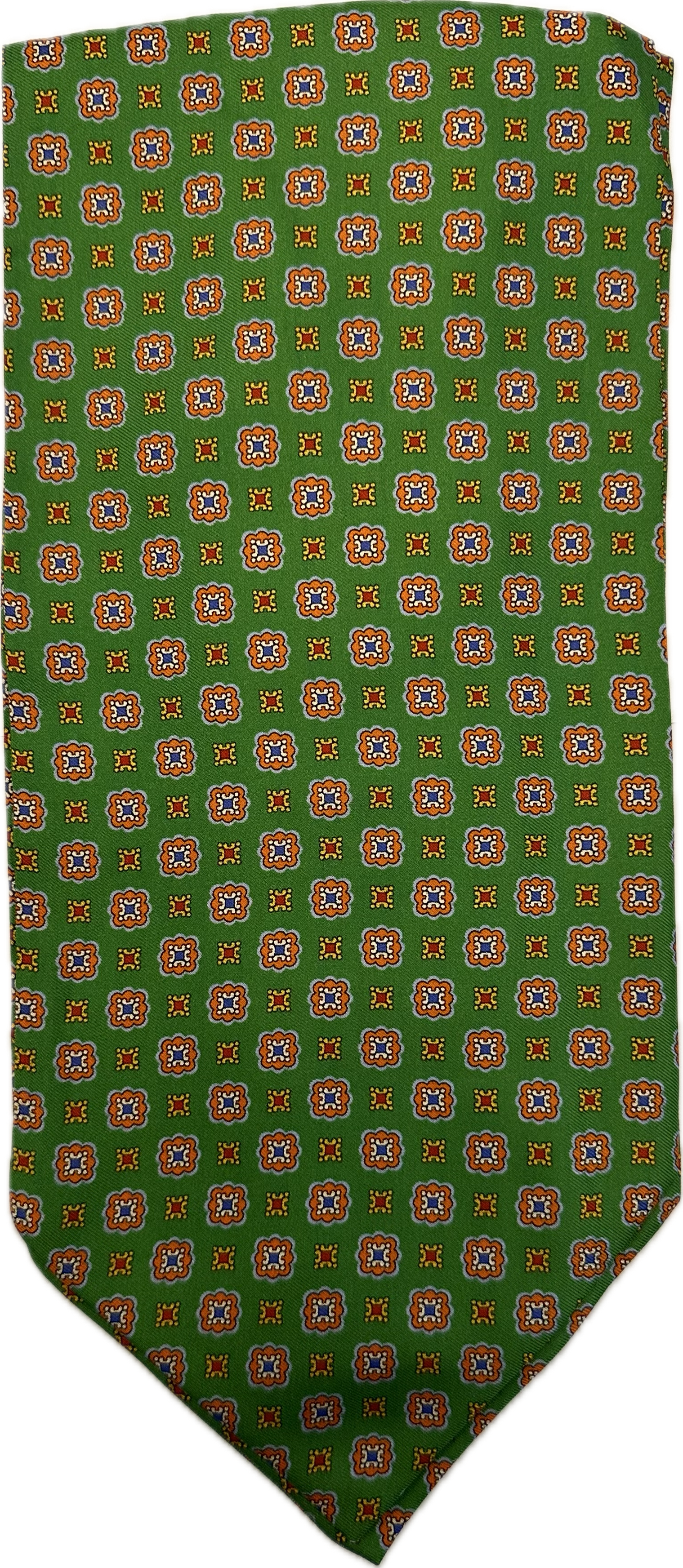 Ascot silk tie fantasia fiore verde arancio giallo Monsieur