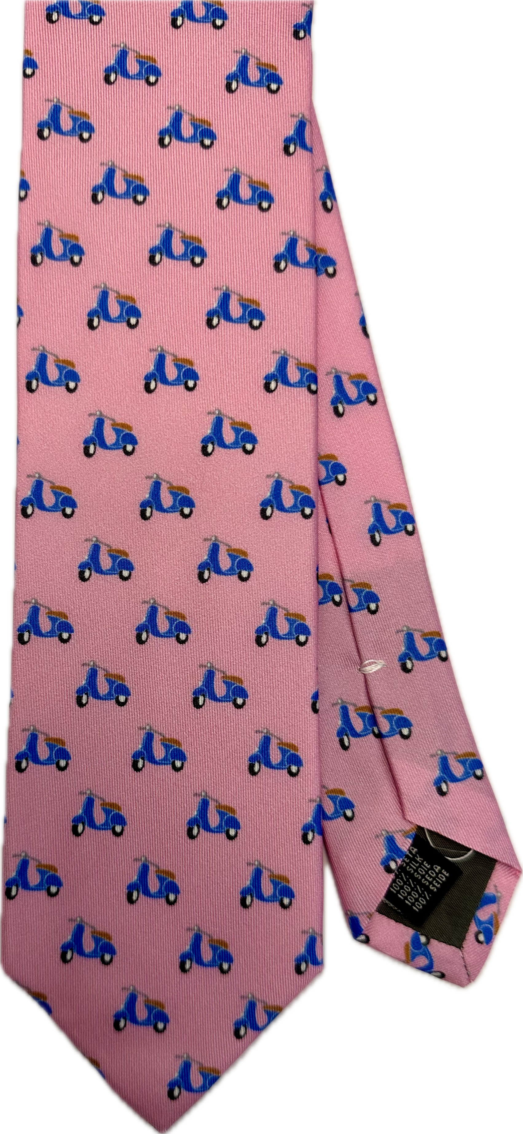 Cravatta seta fantasia vespa rosa Monsieur