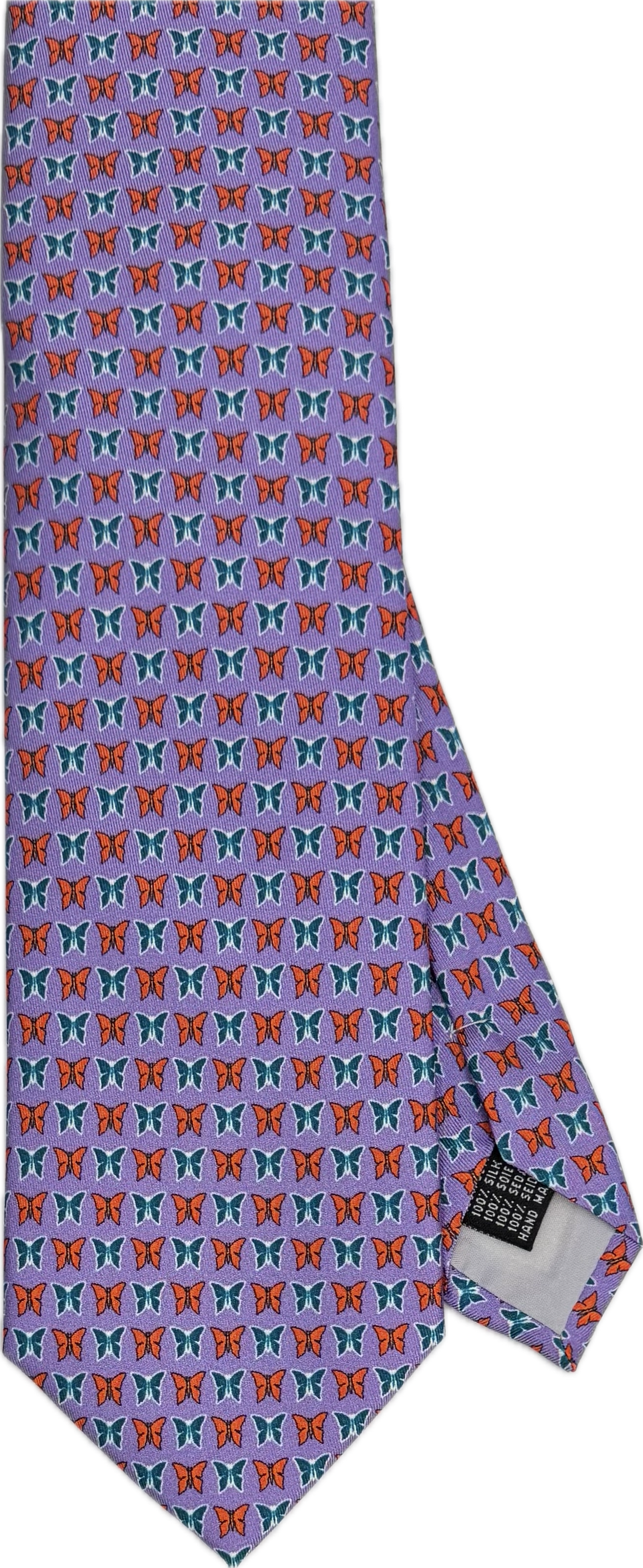 Cravatta seta fantasia farfalle viola Monsieur