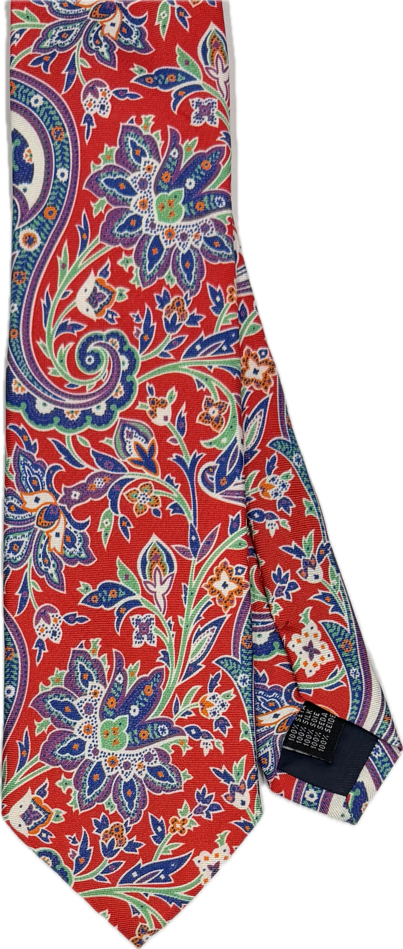 Cravatta seta grigia fantasia big paisley rossa Monsieur