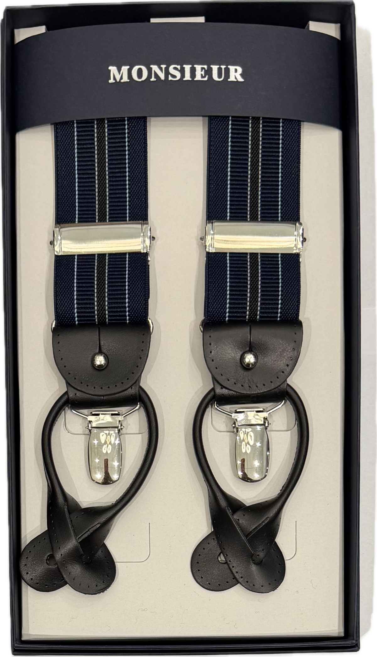 Bretelle regimental blu Monsieur