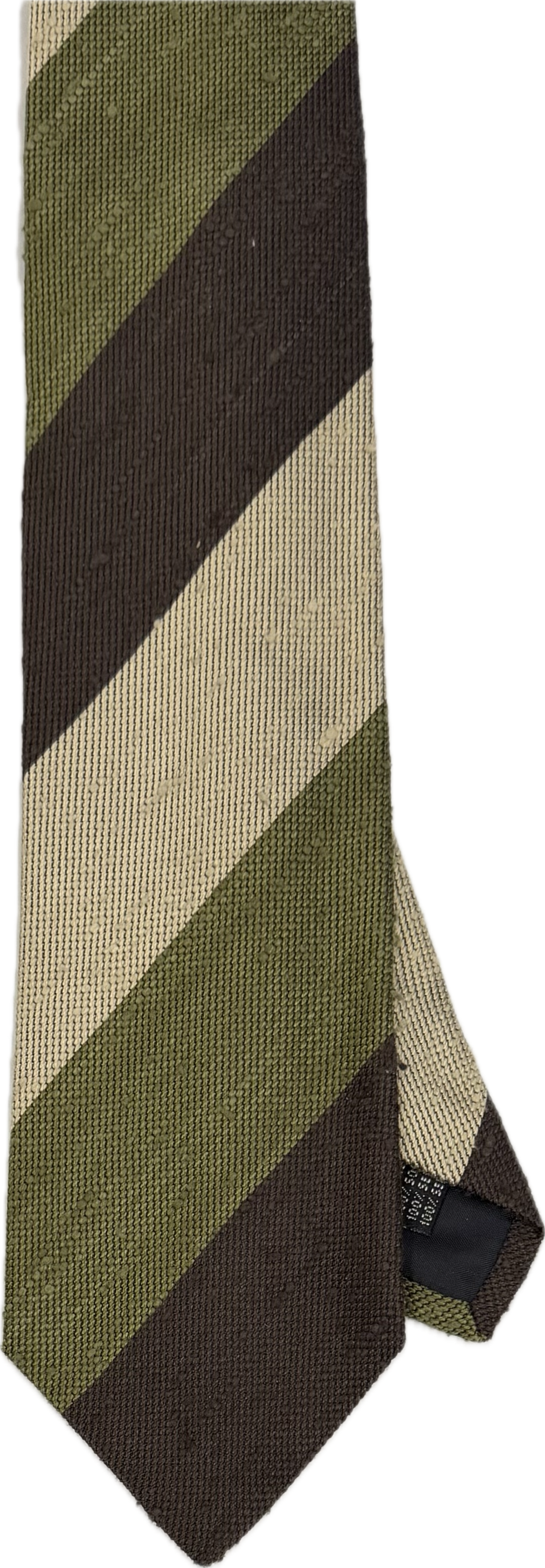 Cravatta seta shantung regimental oliva moro beige Monsieur