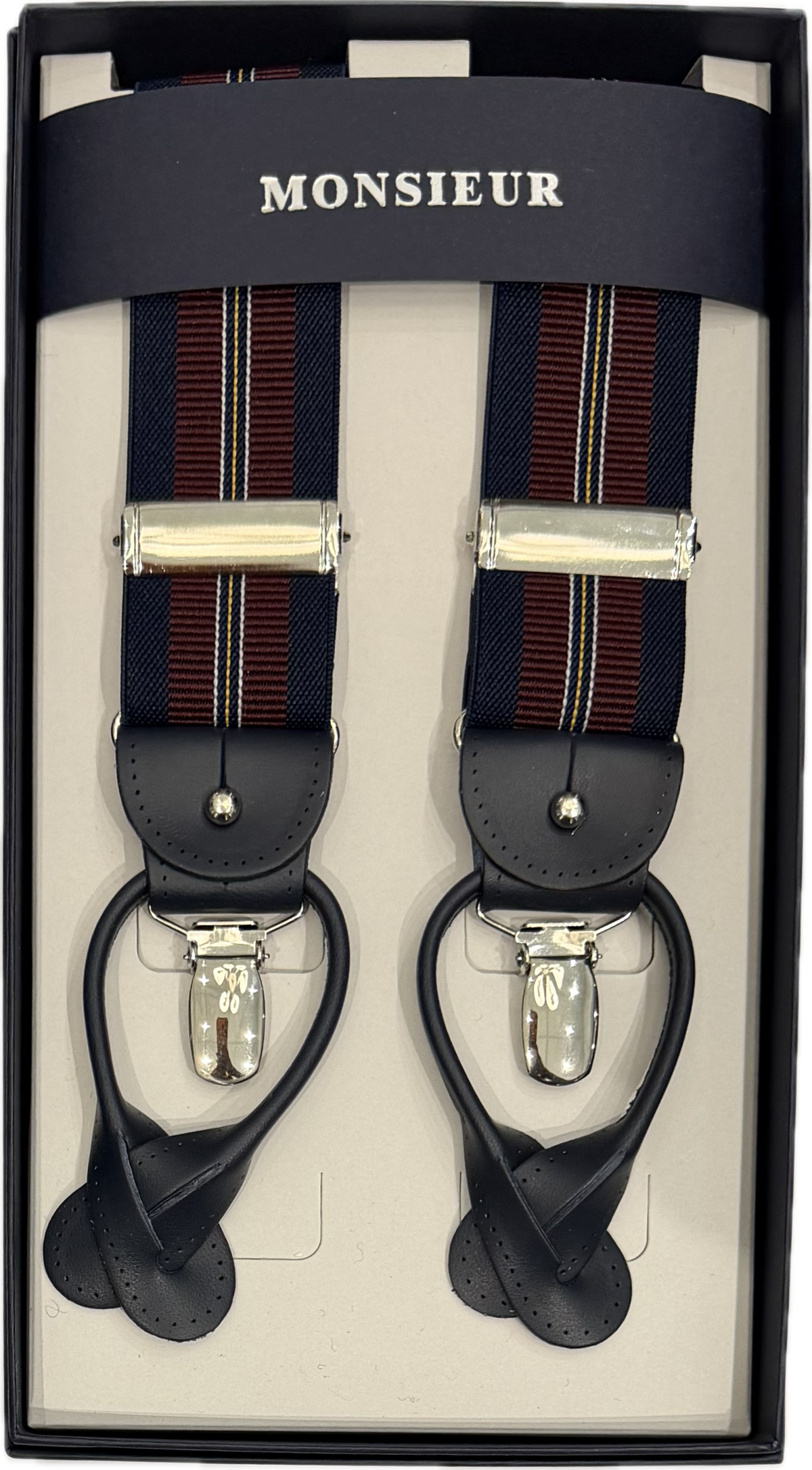 Bretelle regimental blu bordeaux giallo Monsieur
