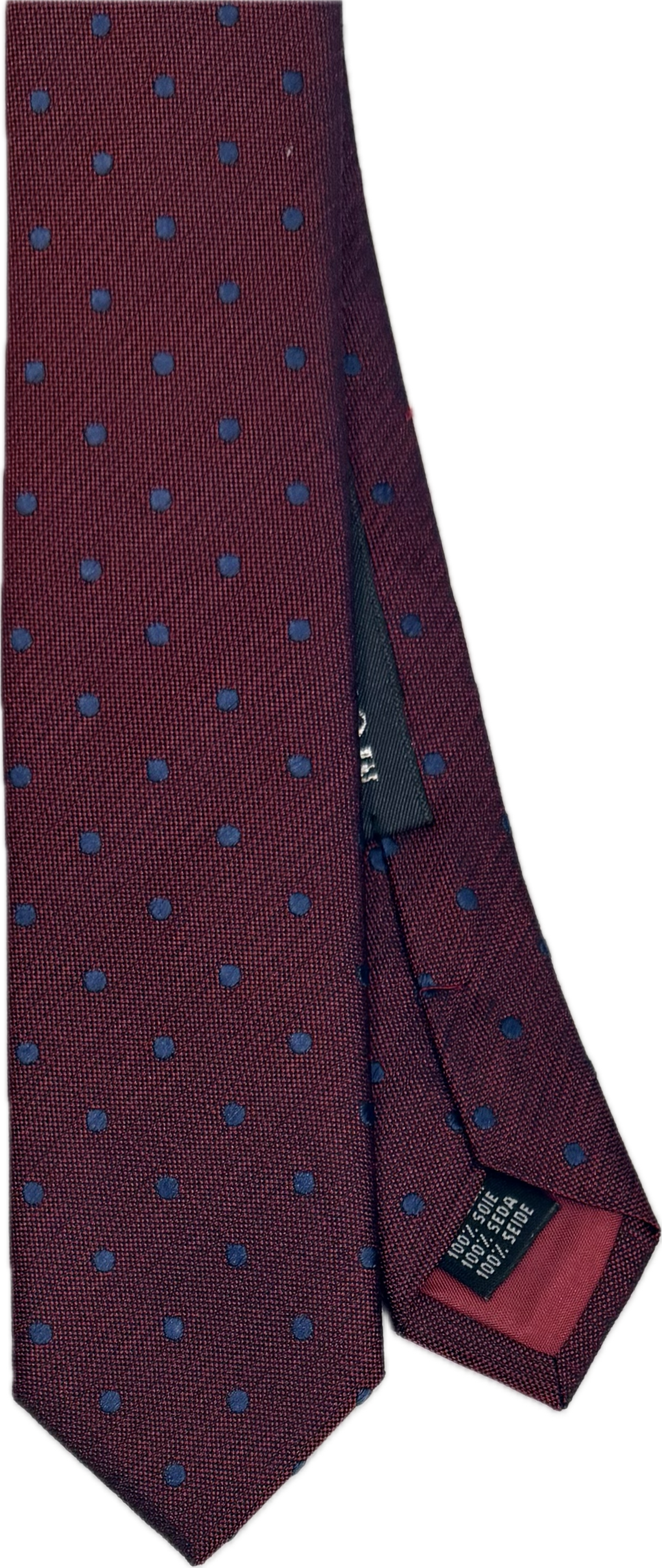 Cravatta stretta seta bordeaux pois celeste Monsieur