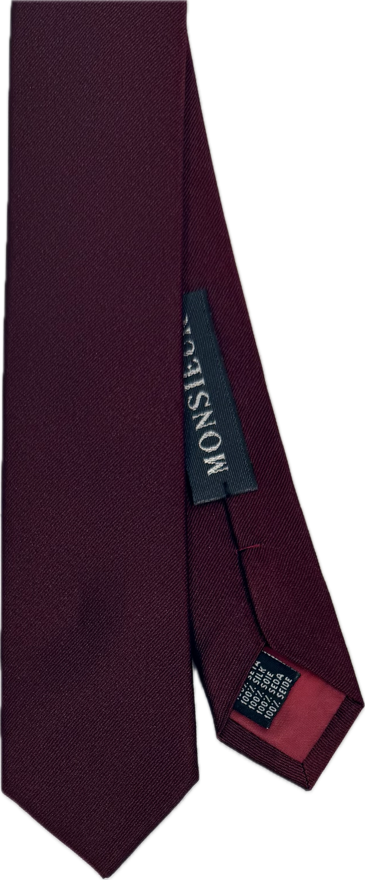 Cravatta stretta seta tinta unita bordeaux Monsieur