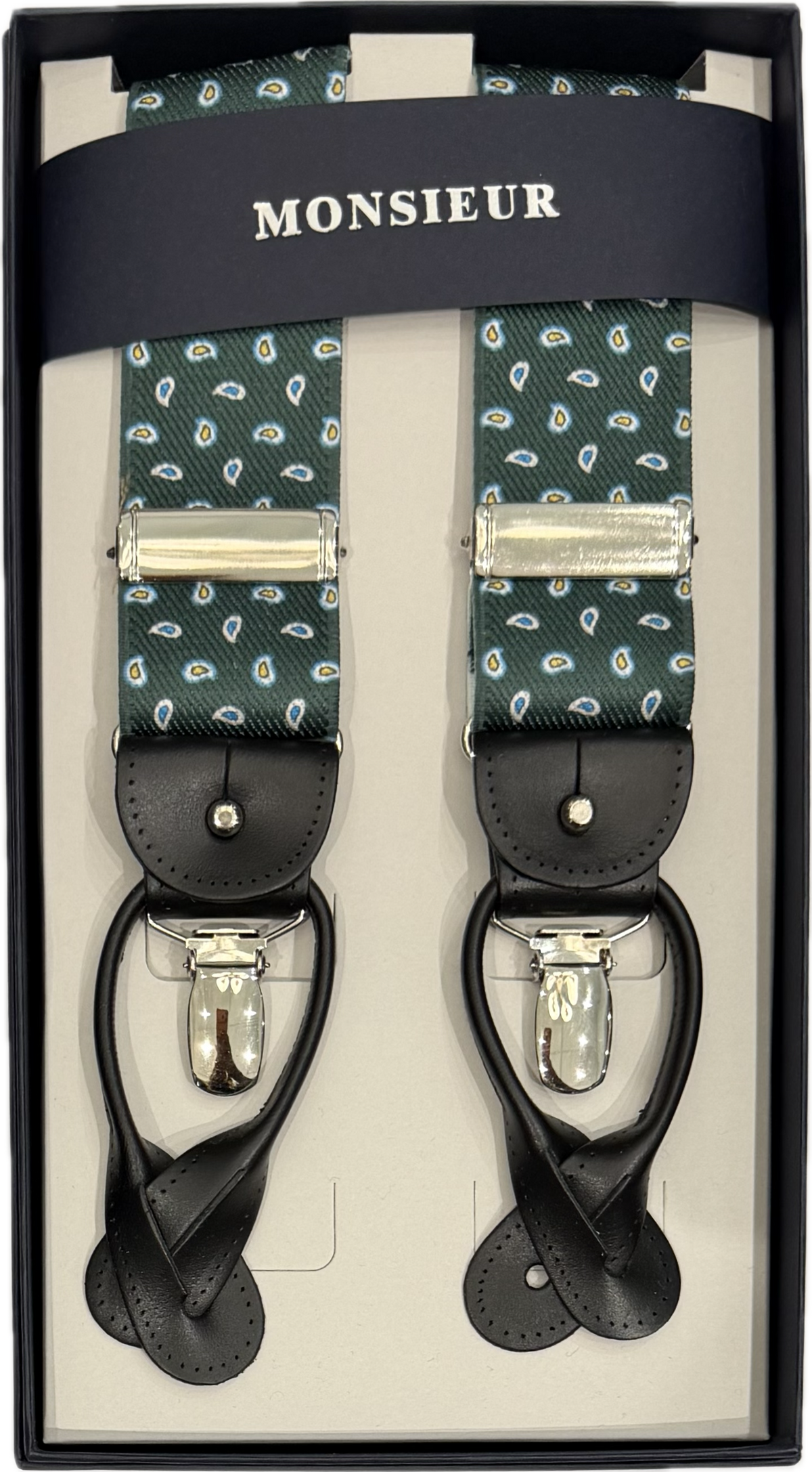Bretelle mini paisley verde Monsieur
