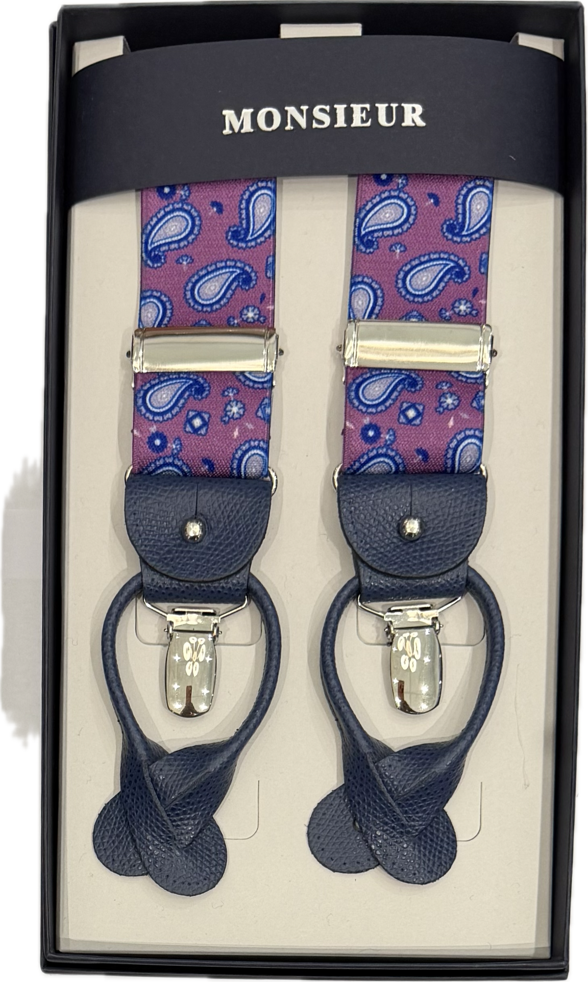 Bretelle fantasia paisley viola Monsieur