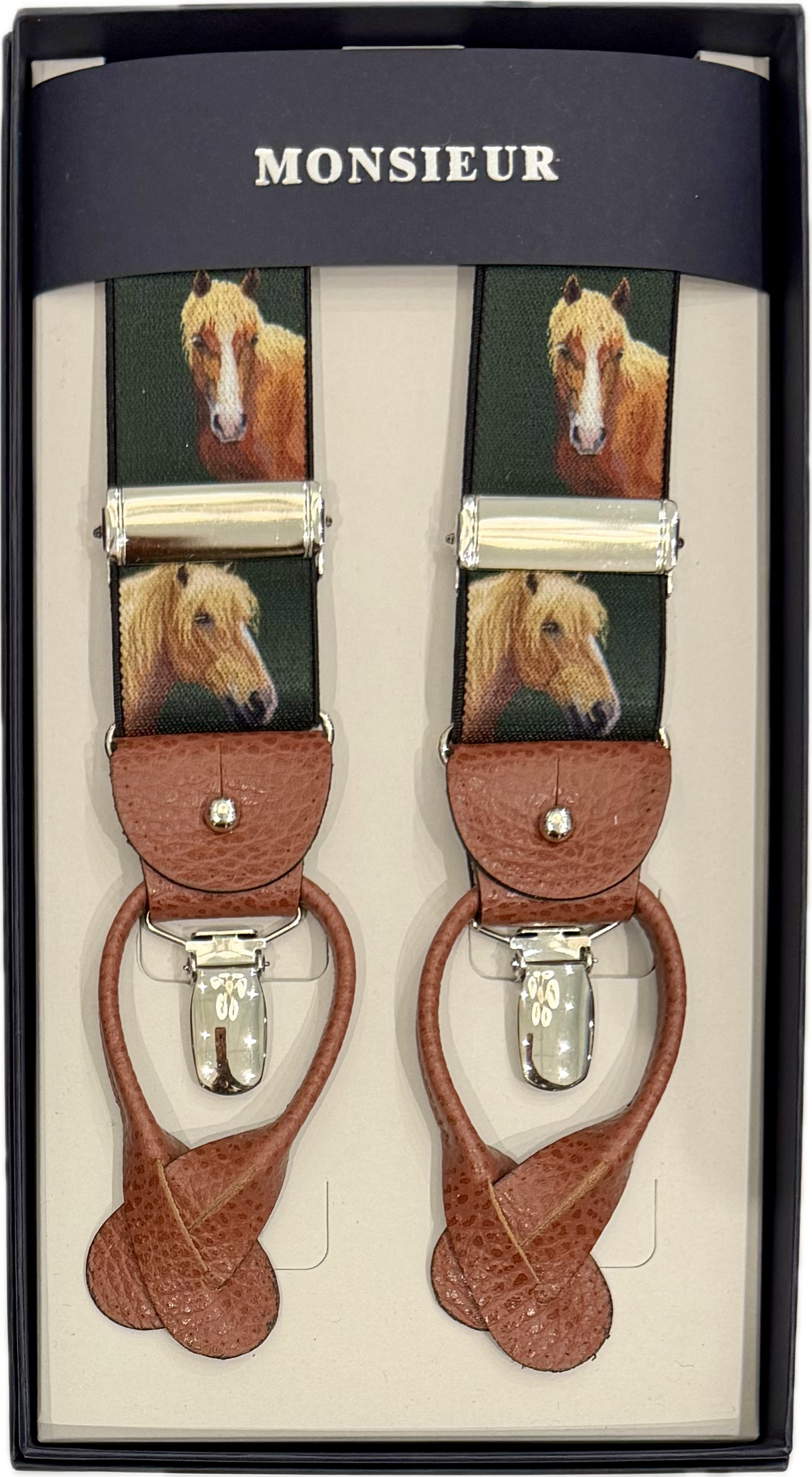Bretelle fantasia cavalli verde Monsieur