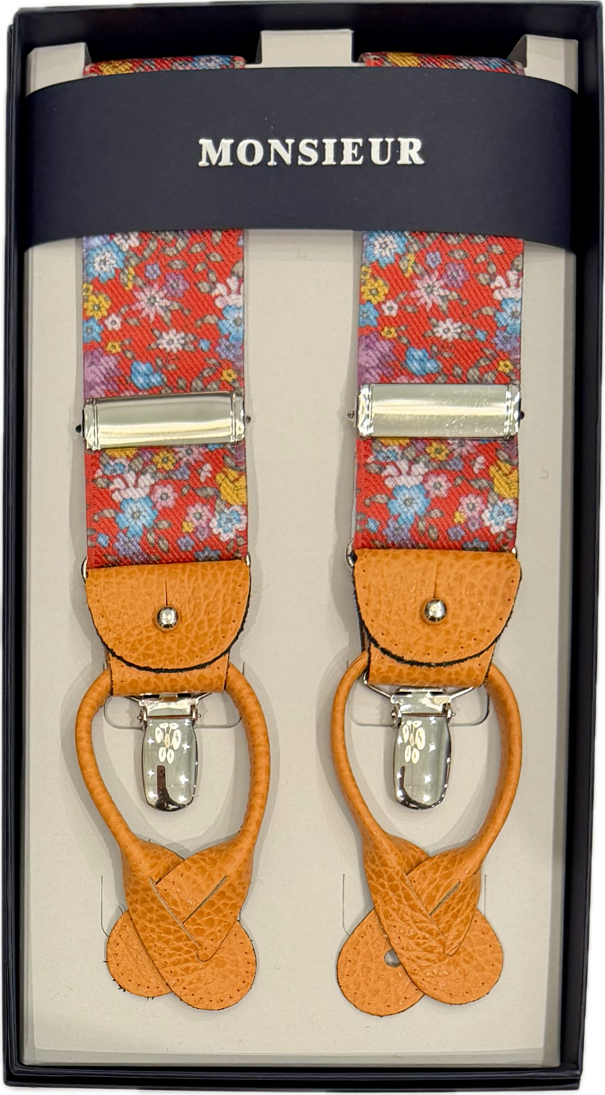 Bretelle fantasia flower rossa arancio Monsieur