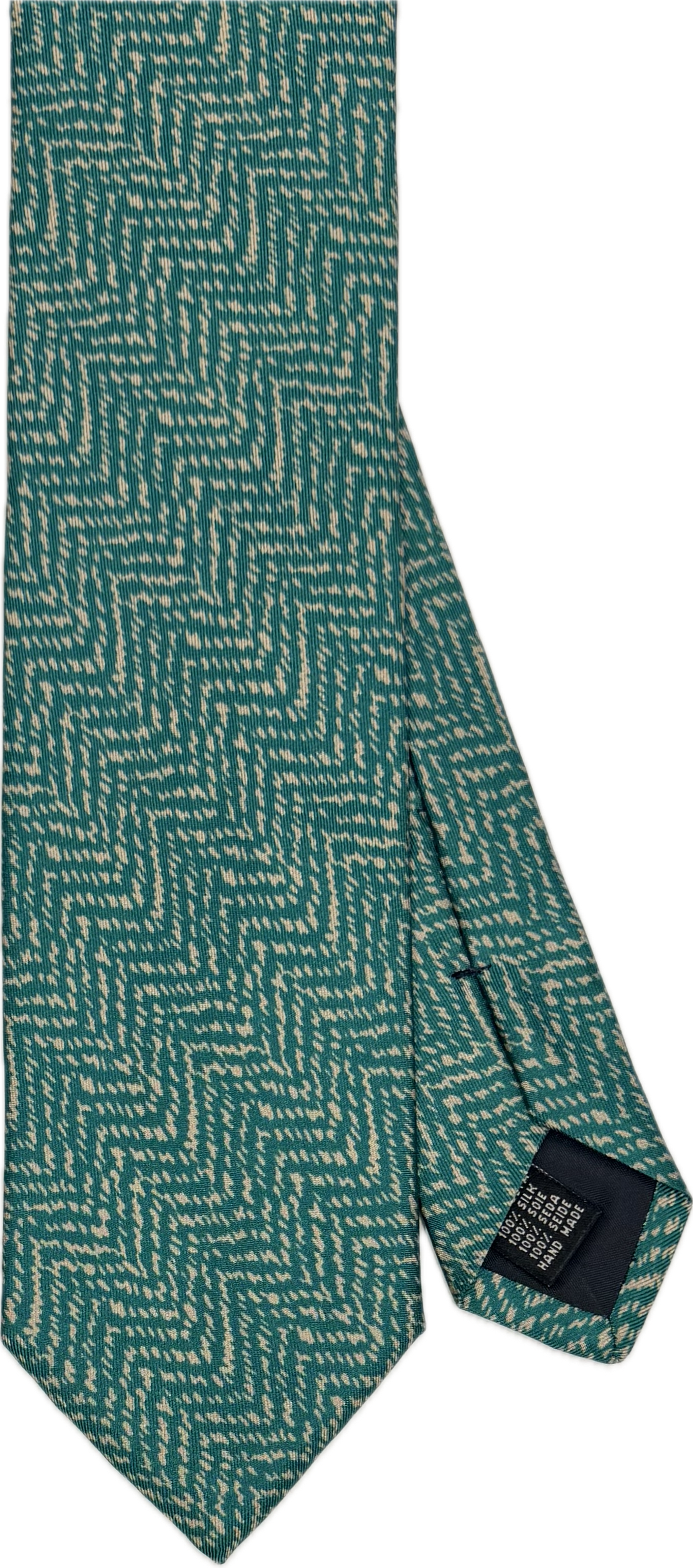 Cravatta seta fantasia maze petrolio Monsieur
