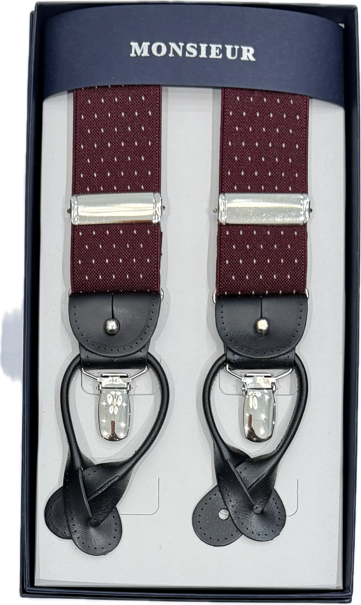 Bretelle bordeaux micro pois bianchi Monsieur