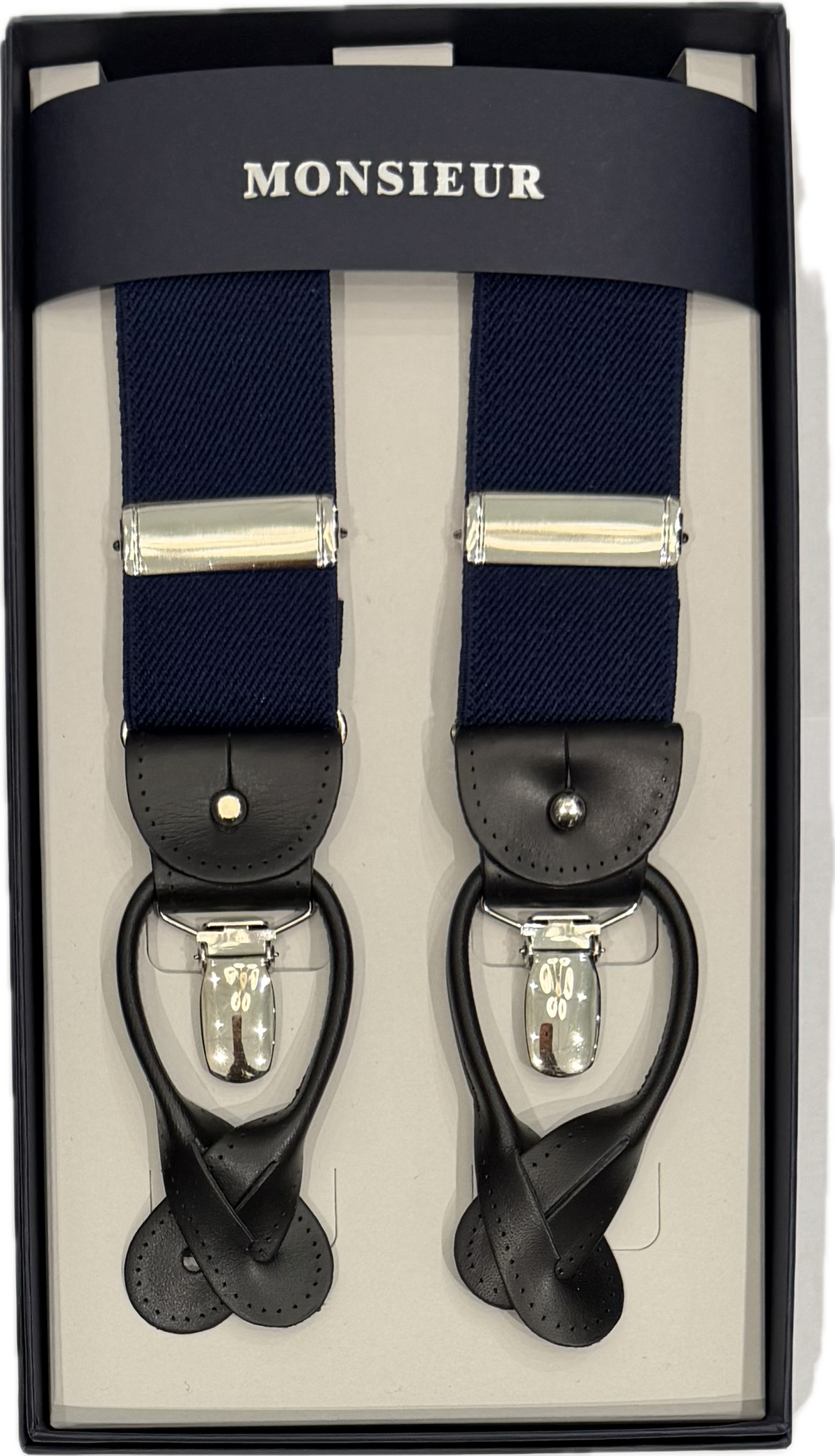 Bretelle tinta unita blu navy Monsieur