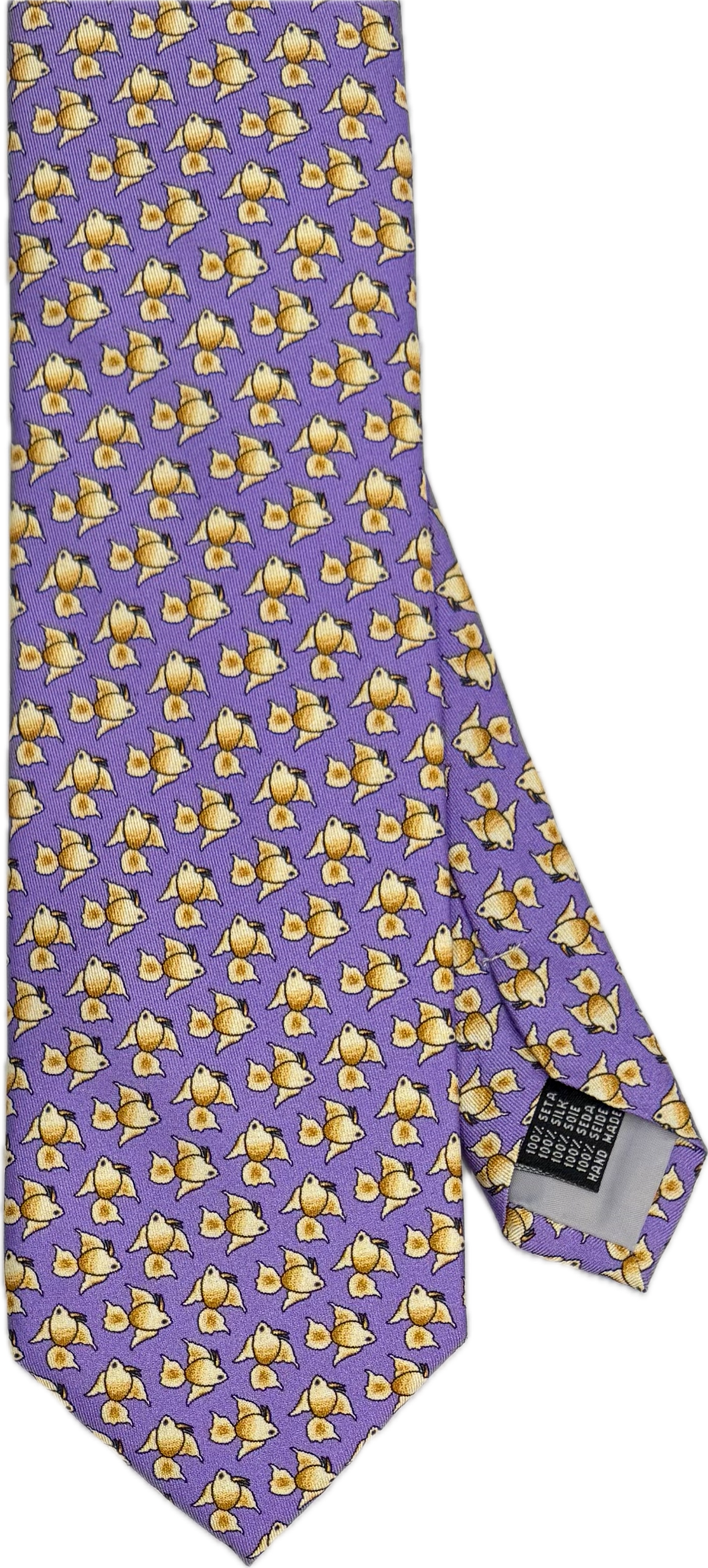 Cravatta seta fantasia pesci viola Monsieur