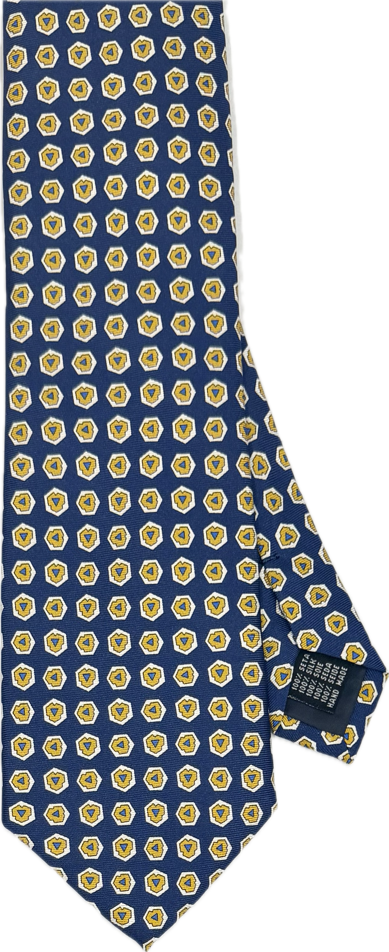 Cravatta seta fantasia navy gialla Monsieur