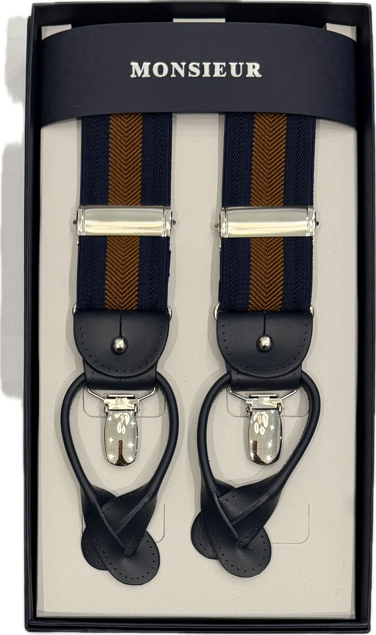 Bretelle regimental blu marrone Monsieur