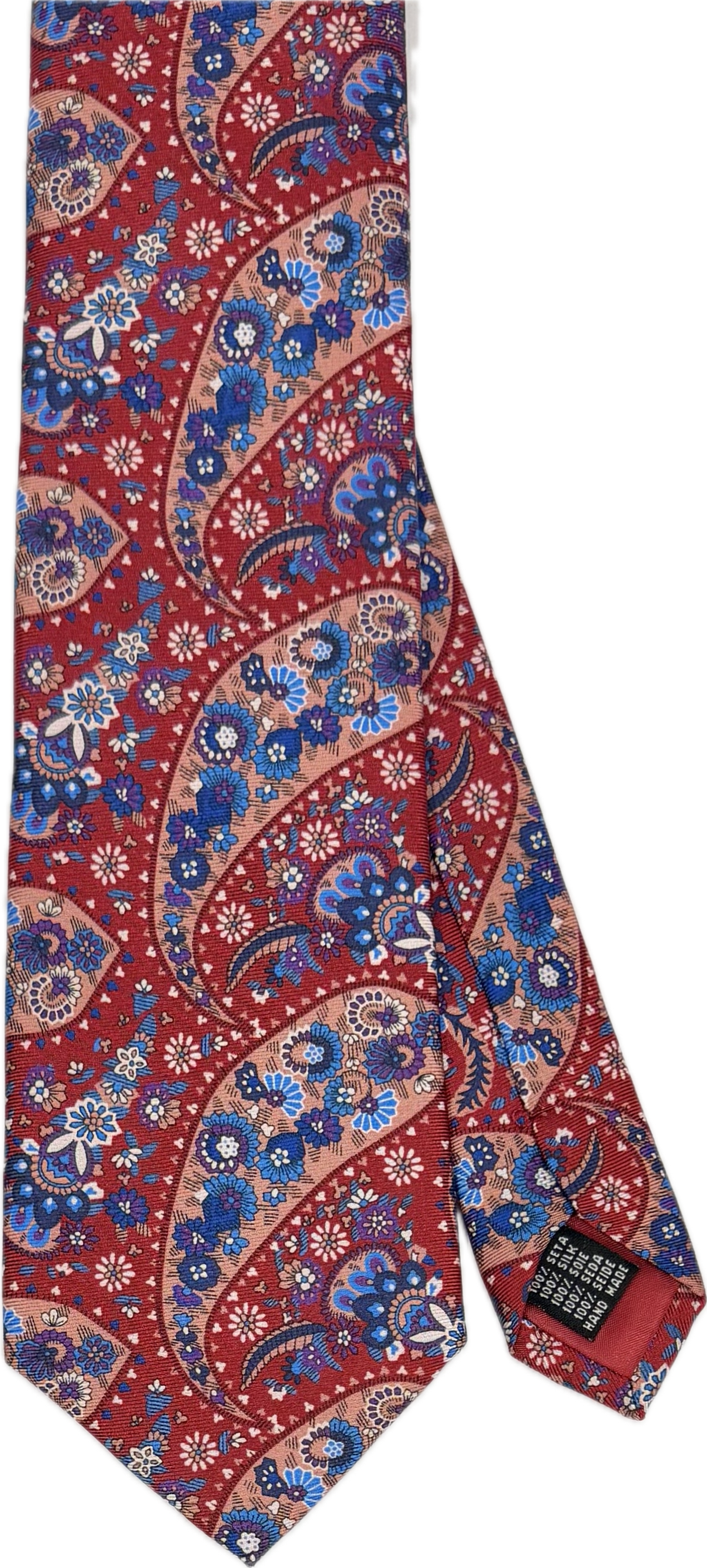 Cravatta seta grigia fantasia big paisley liberty rossa Monsieur