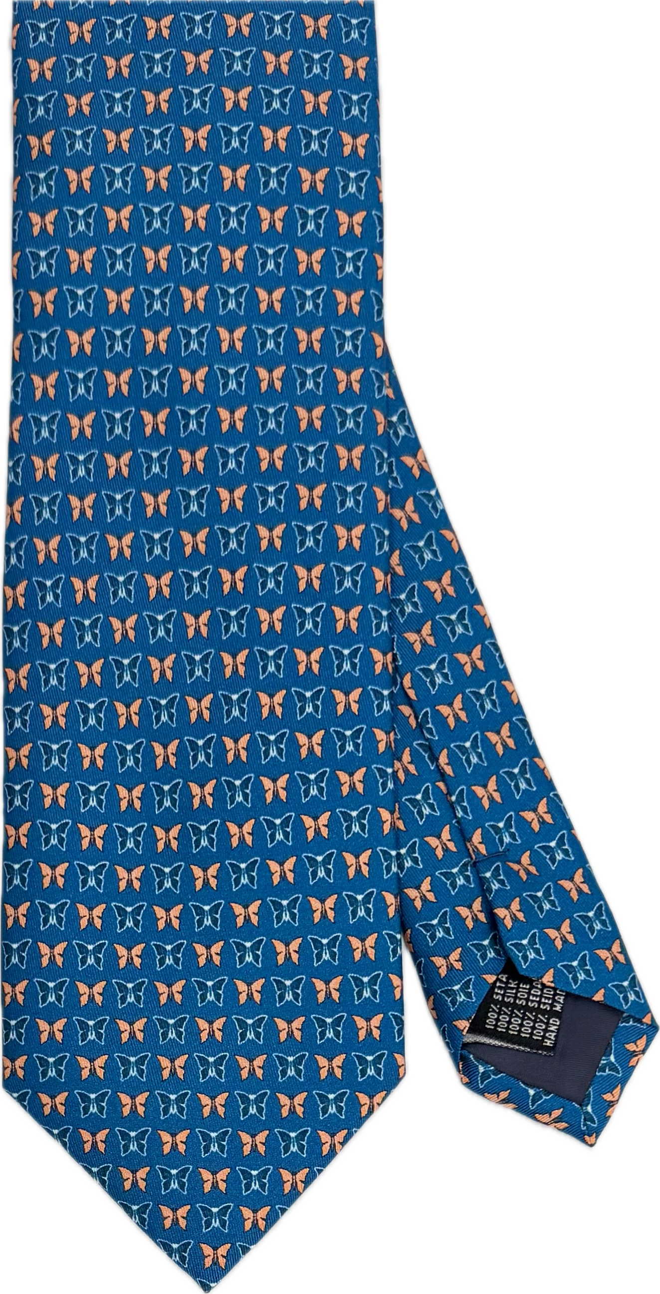 Cravatta seta fantasia farfalle blu chiaro Monsieur