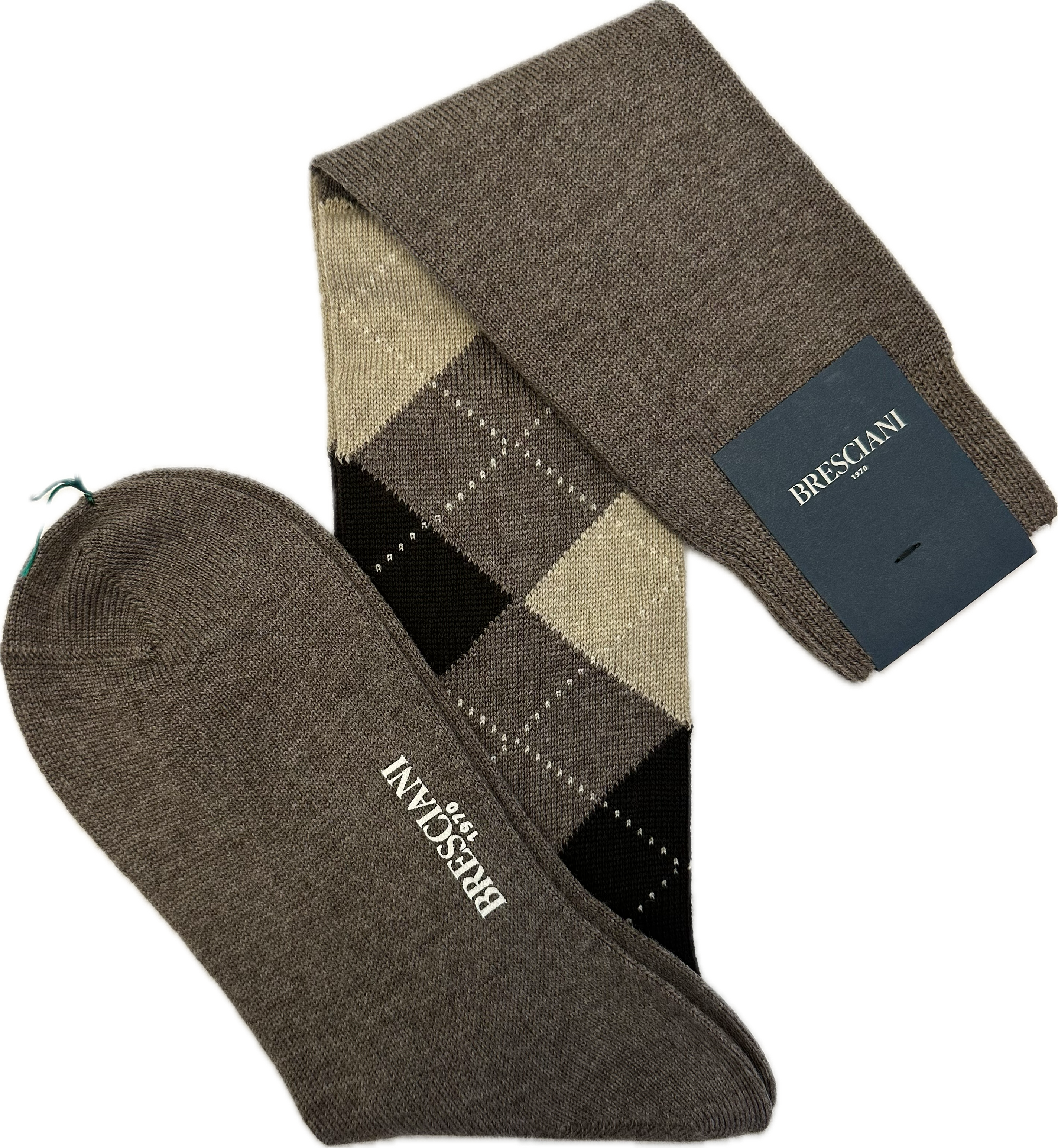 Calze lana argyle castoro Bresciani