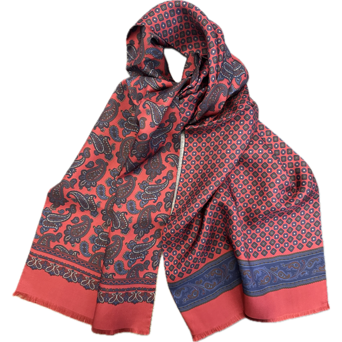 Sciarpa seta tubolare reversibile rossa Monsieur