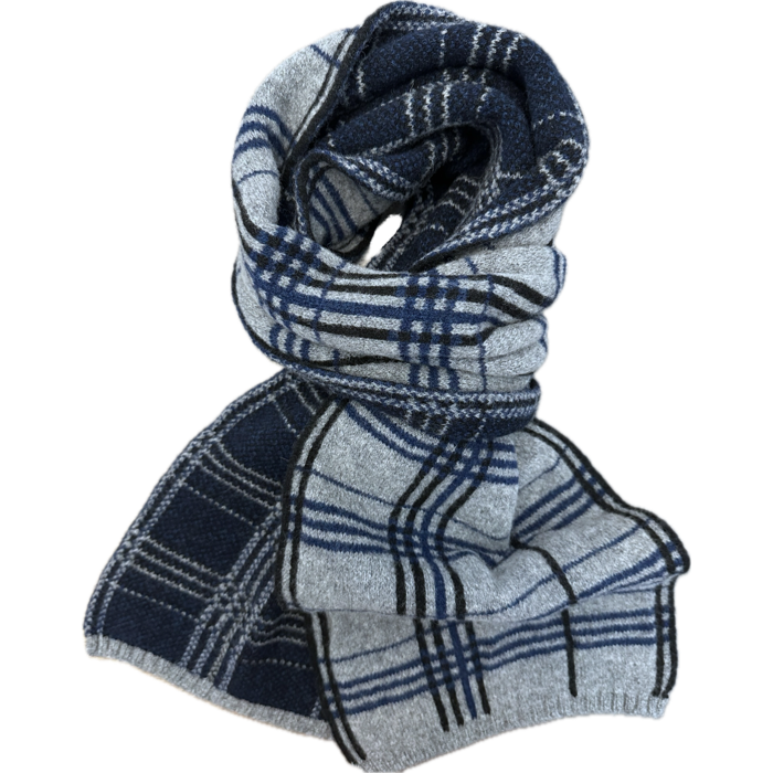 Sciarpa modern check lambswool grigia Robert Mackie