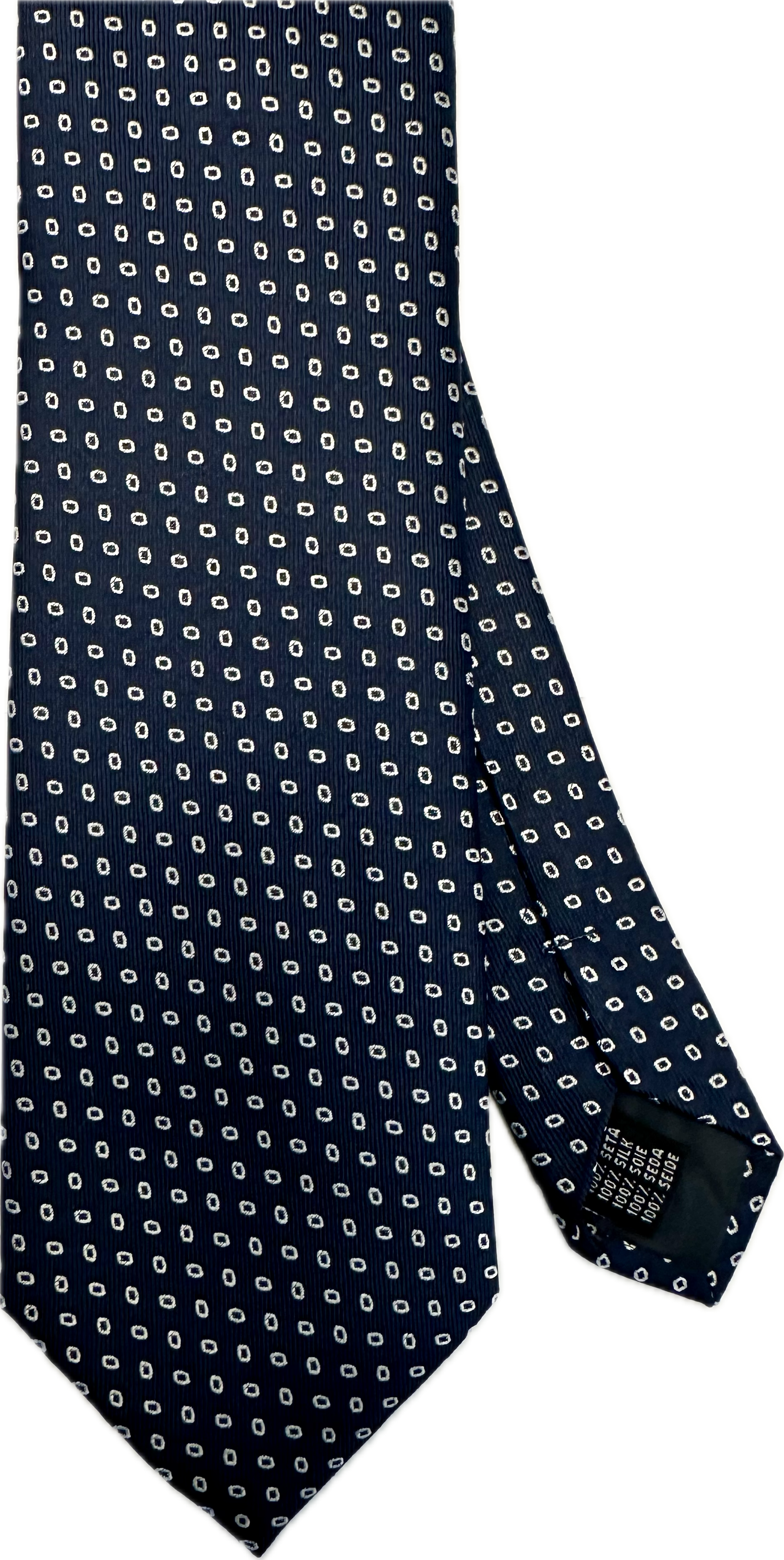 Cravatta seta jacquard micro fantasia navy Monsieur