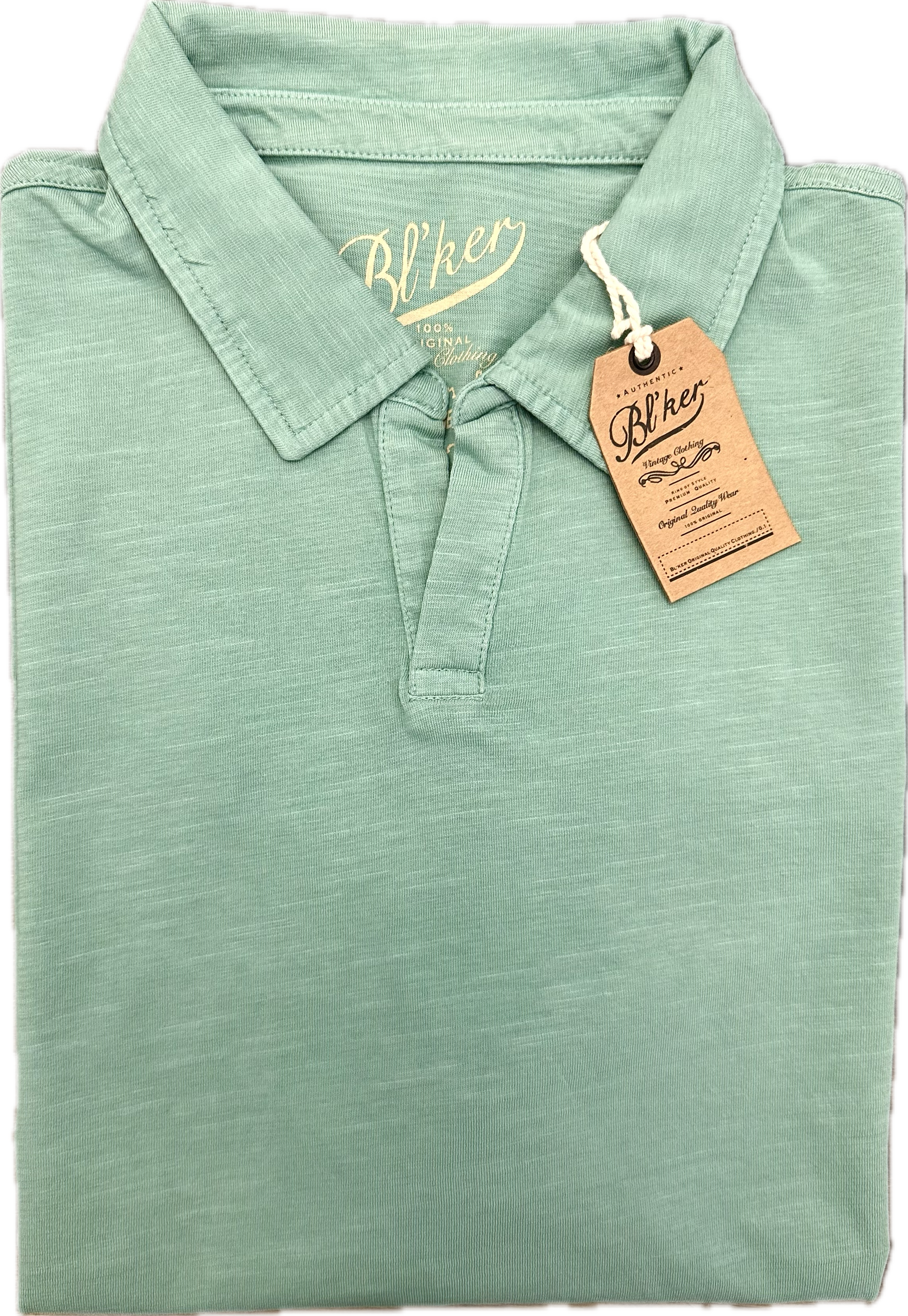 Polo senza bottoni cotone verde acqua BL'KER