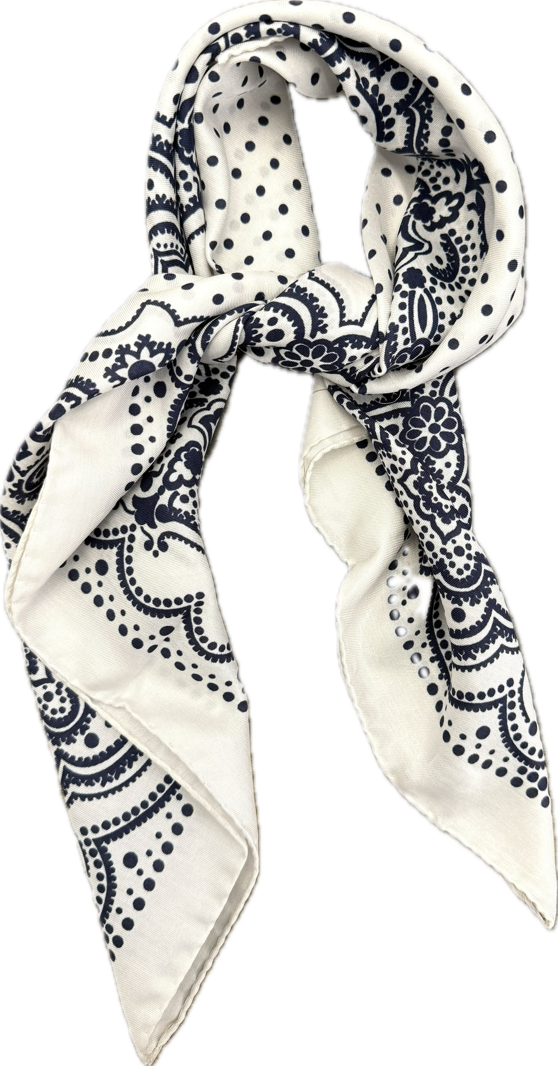 Sciarpa bandana cotone seta pois medaglioni bianco Monsieur