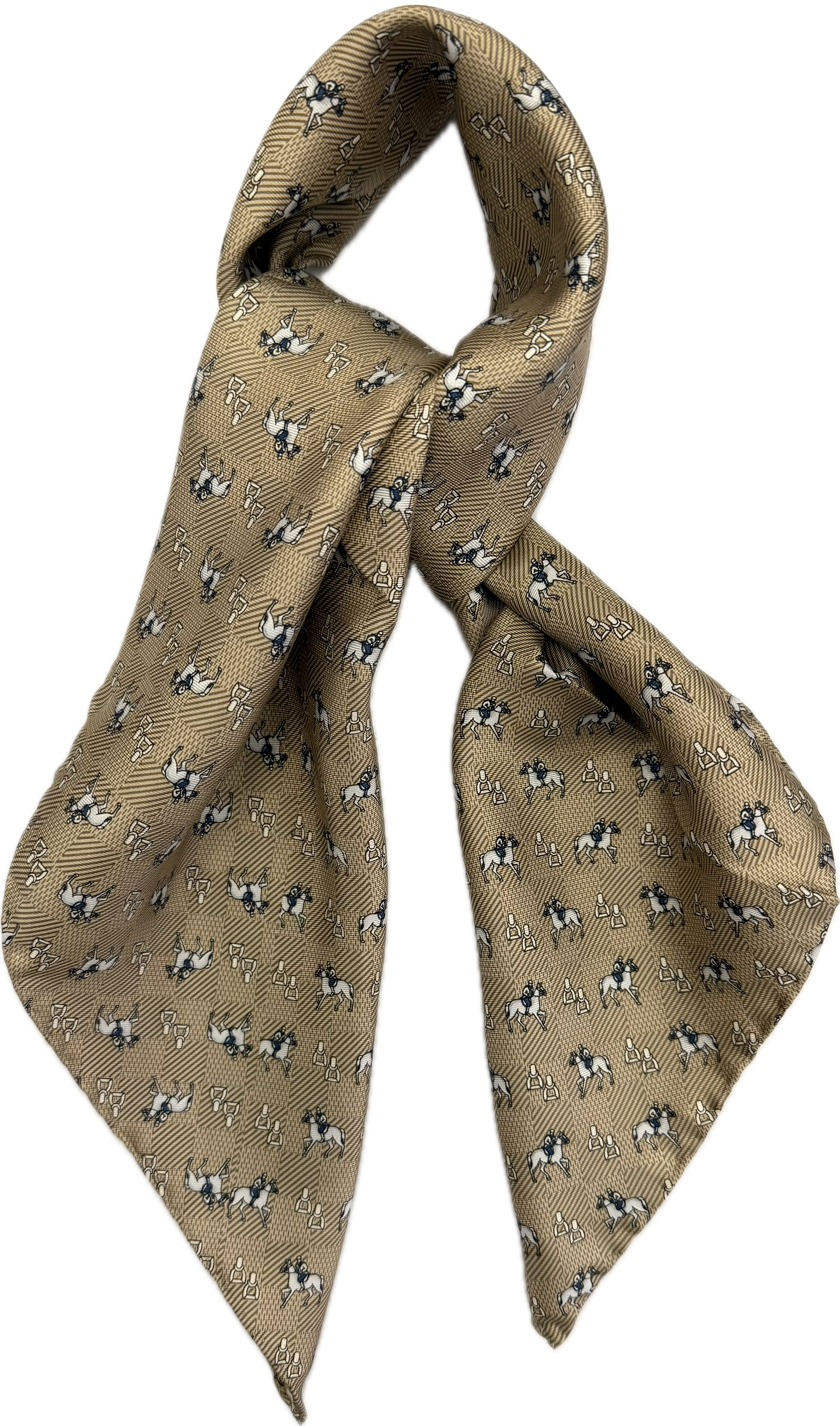 Sciarpa bandana seta fantasia cavalli beige Monsieur