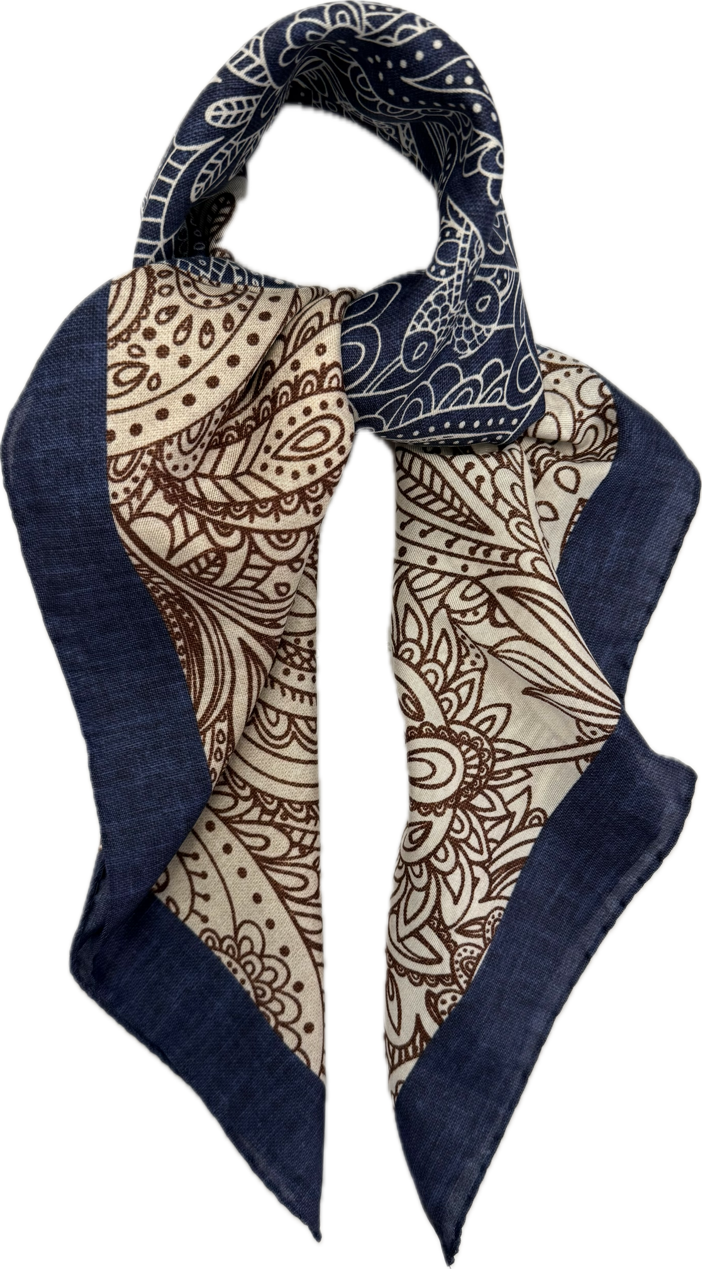 Sciarpa bandana cotone seta patchwork blu Monsieur