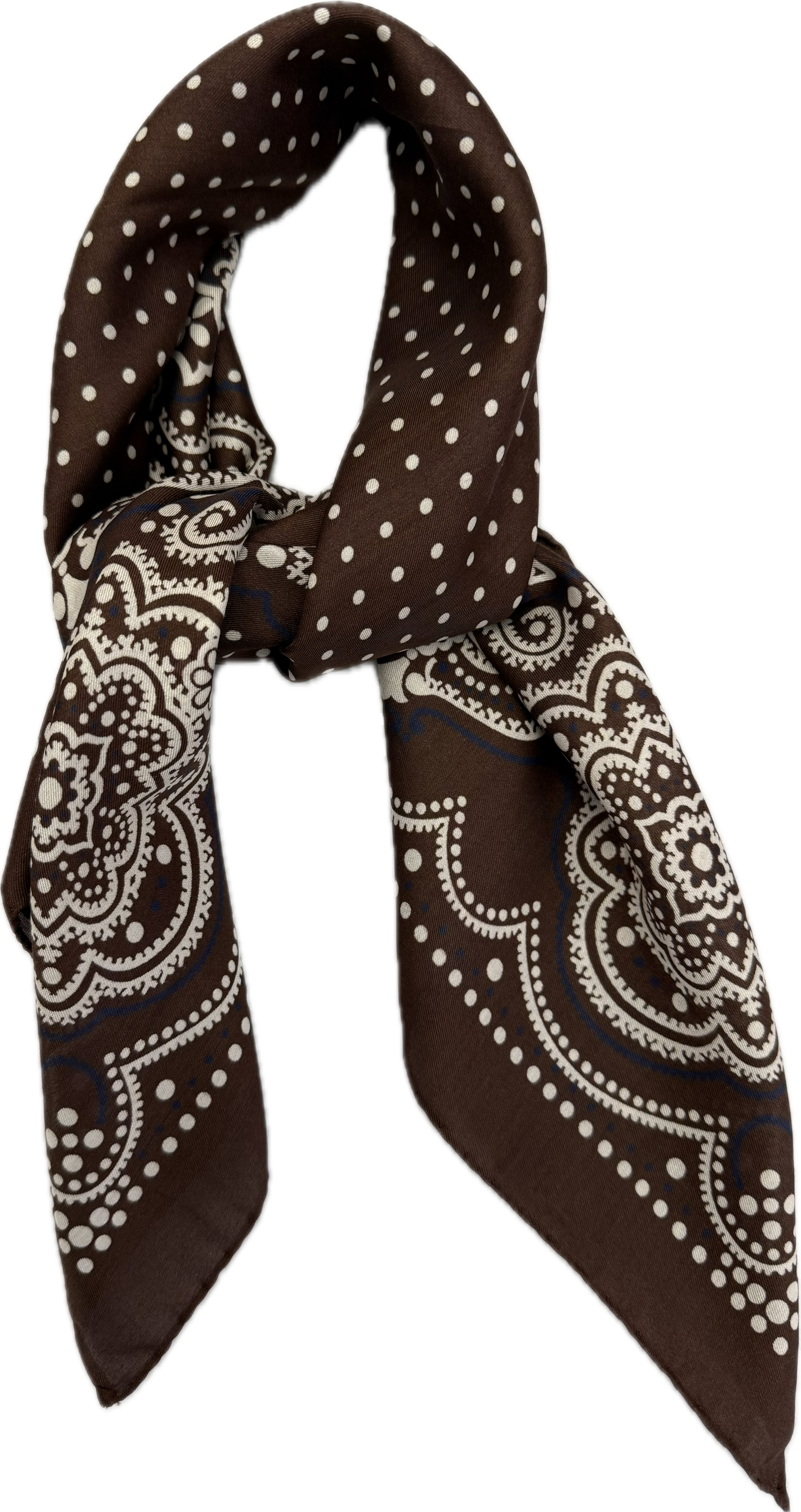 Sciarpa bandana cotone seta pois medaglioni cioccolato Monsieur