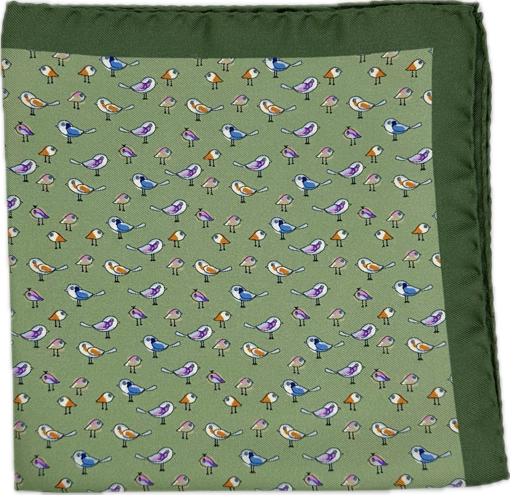 Pocket square uccellini verde Fefè