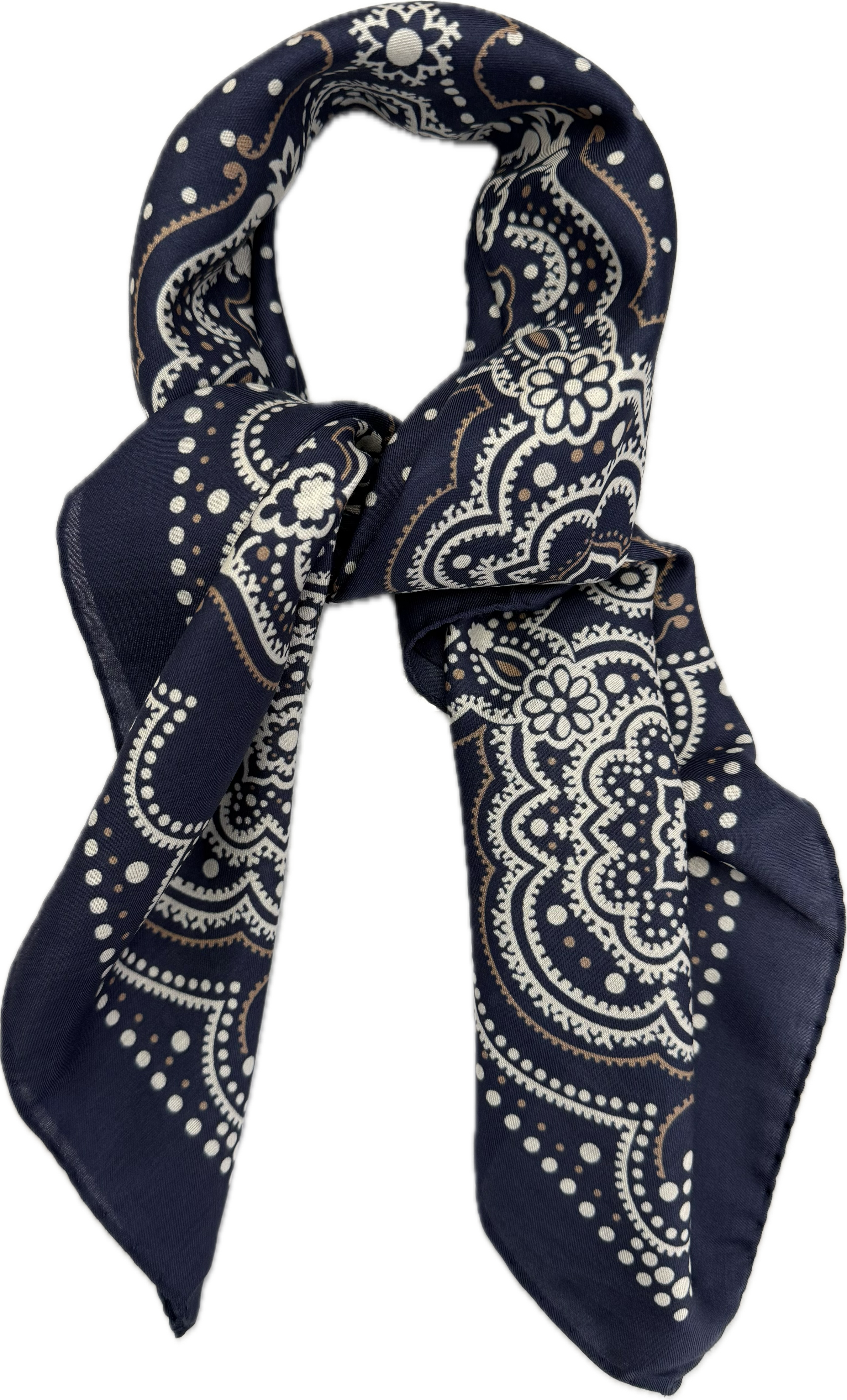 Sciarpa bandana cotone seta pois medaglioni blu Monsieur