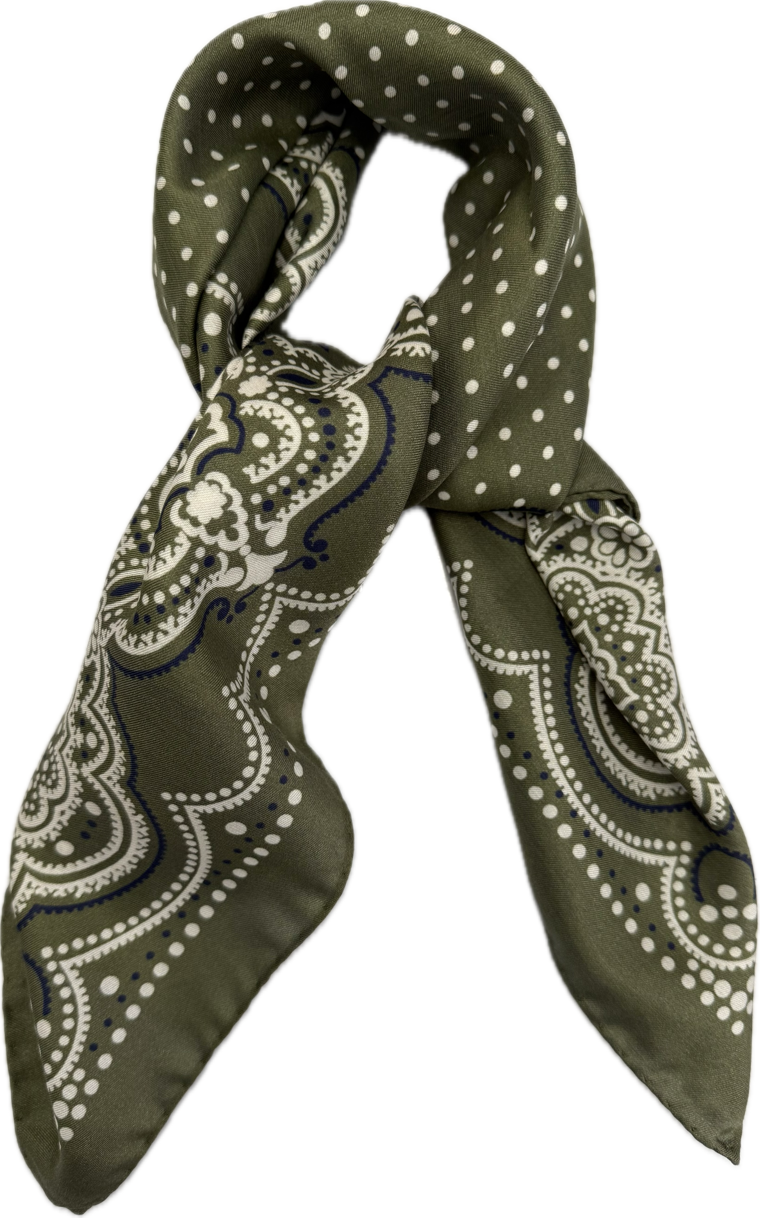 Sciarpa bandana cotone seta pois medaglioni verde Monsieur