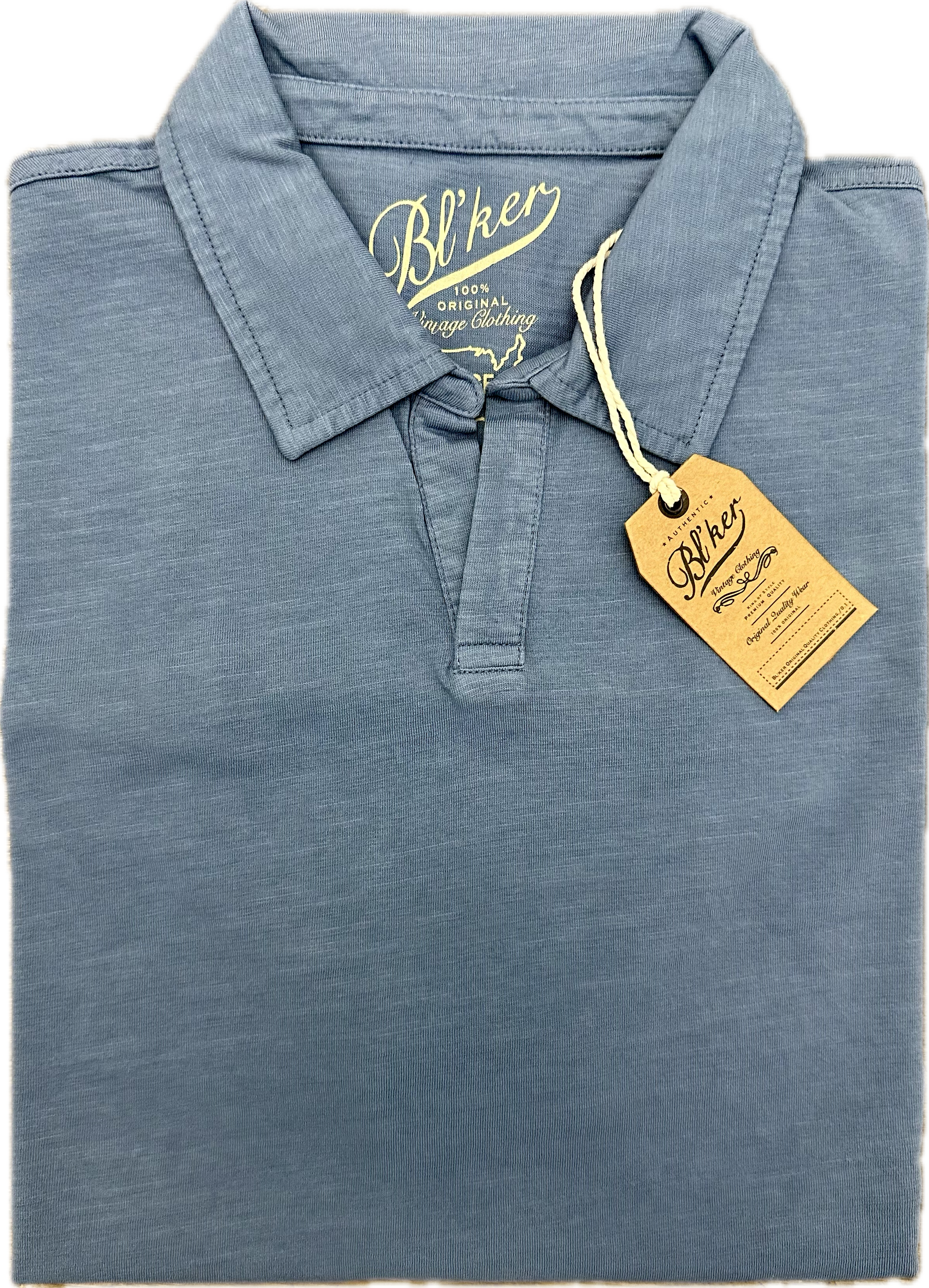 Polo senza bottoni cotone light blue BL'KER