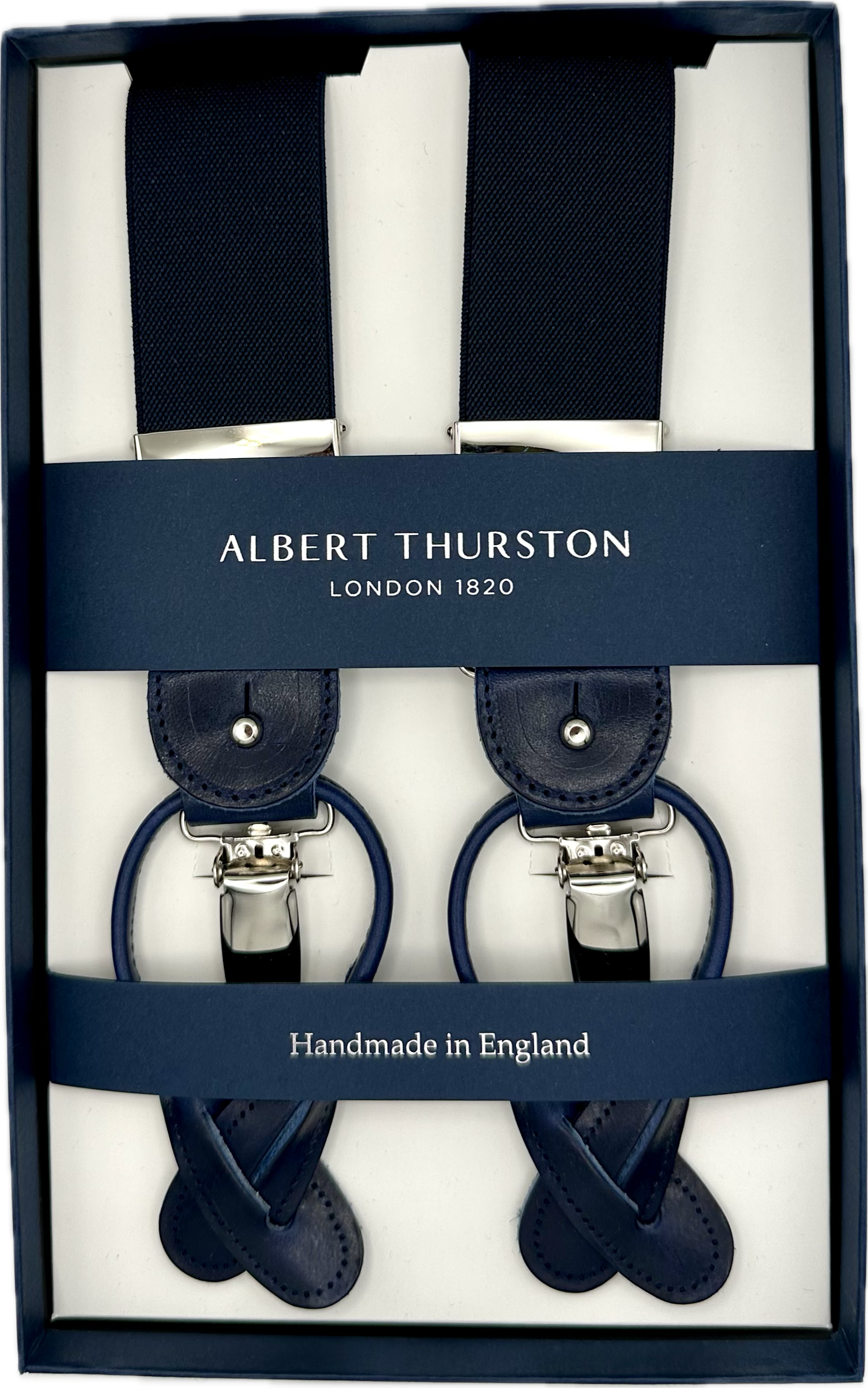 Bretelle elastico tinta unita navy Albert Thurston