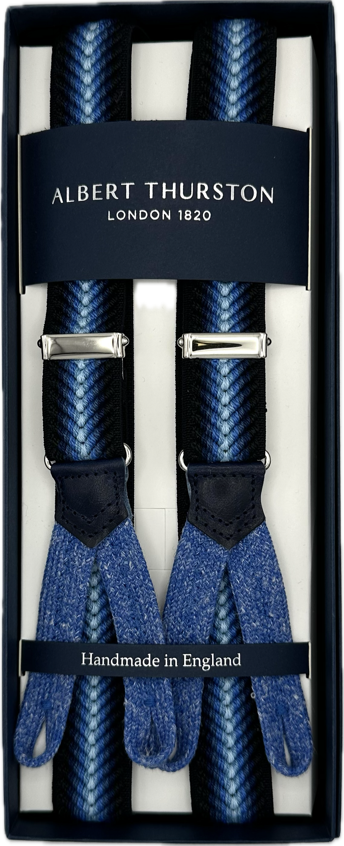 Bretelle elastico regimental navy Albert Thurston