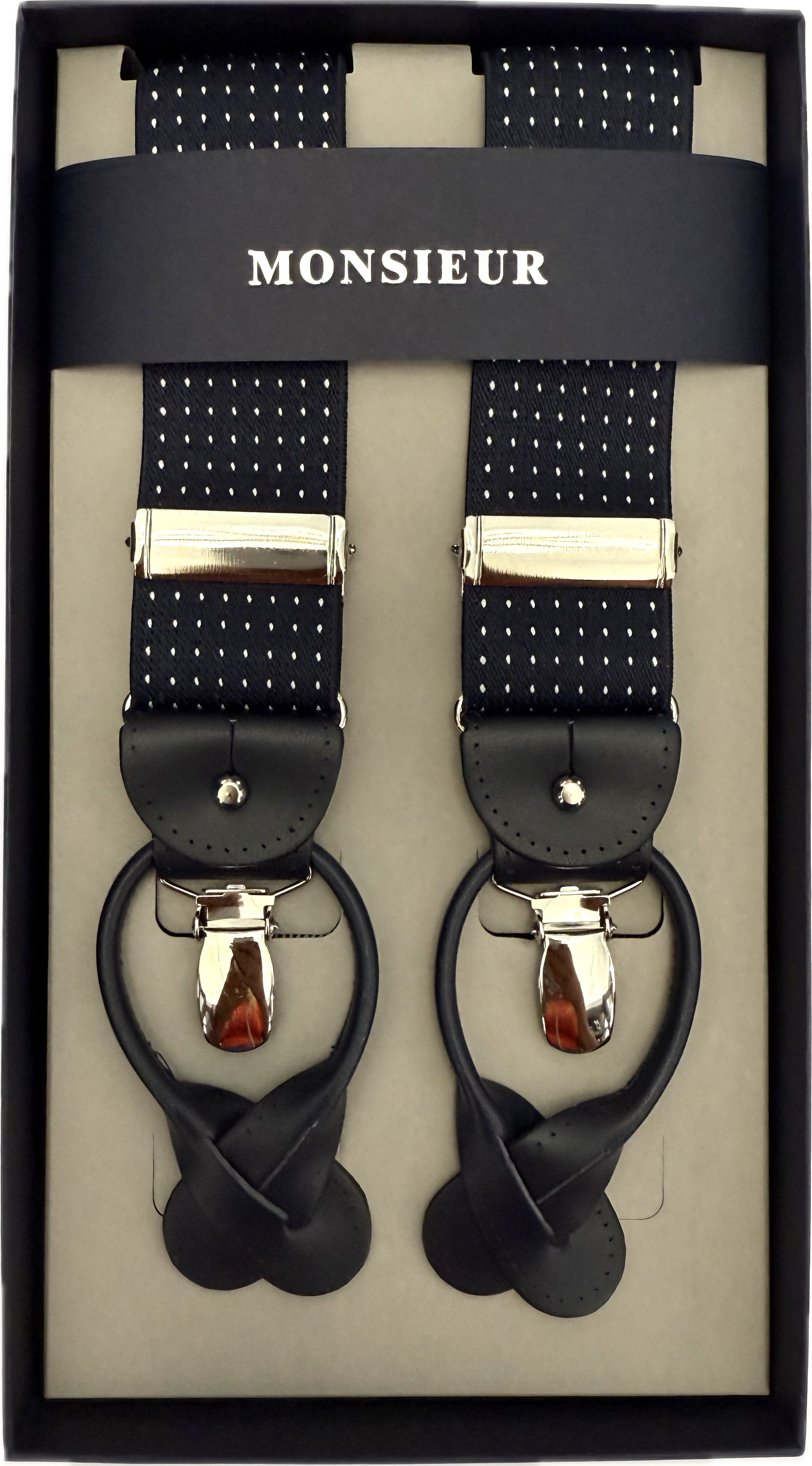 Bretelle navy micro pois bianchi Monsieur
