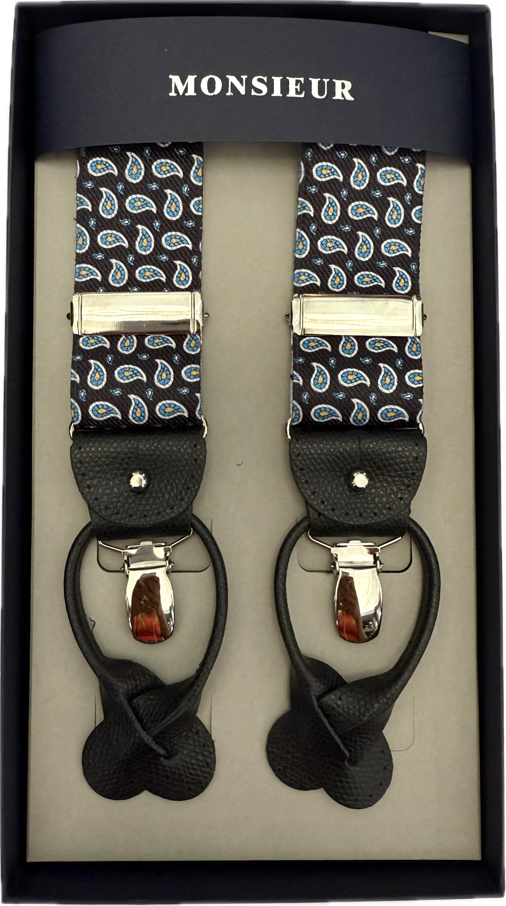 Bretelle mini paisley nero Monsieur