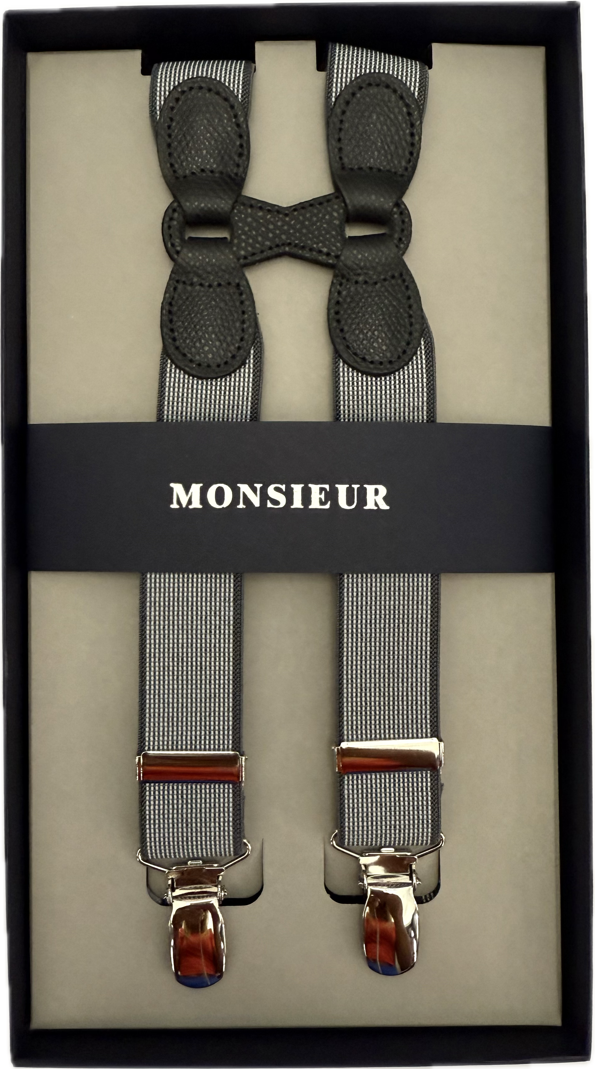 Bretelle spalliera clip punta spillo grigio Monsieur