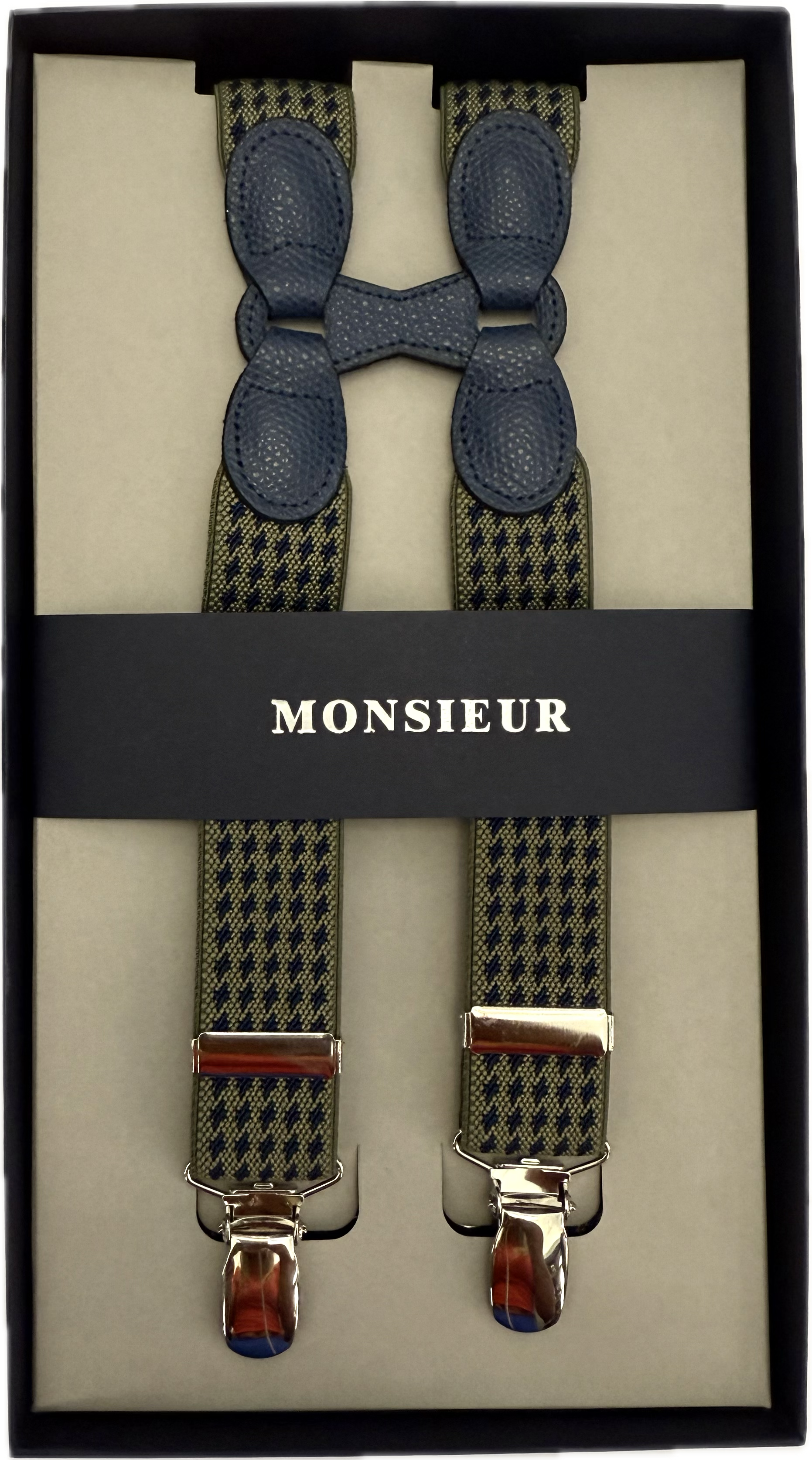 Bretelle spalliera clip inserti verde blu Monsieur