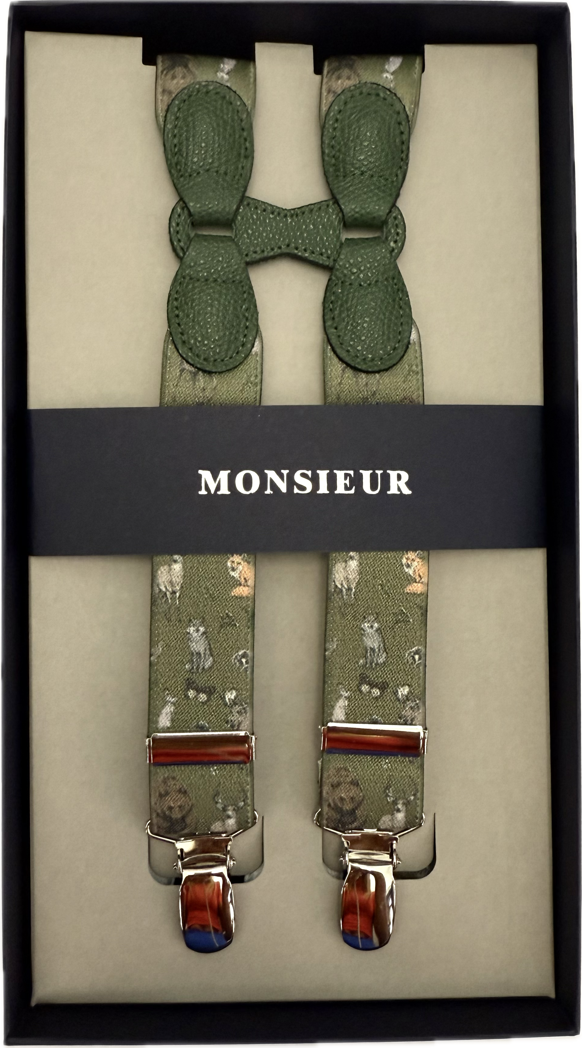 Bretelle spalliera clip fantasia foresta verde Monsieur