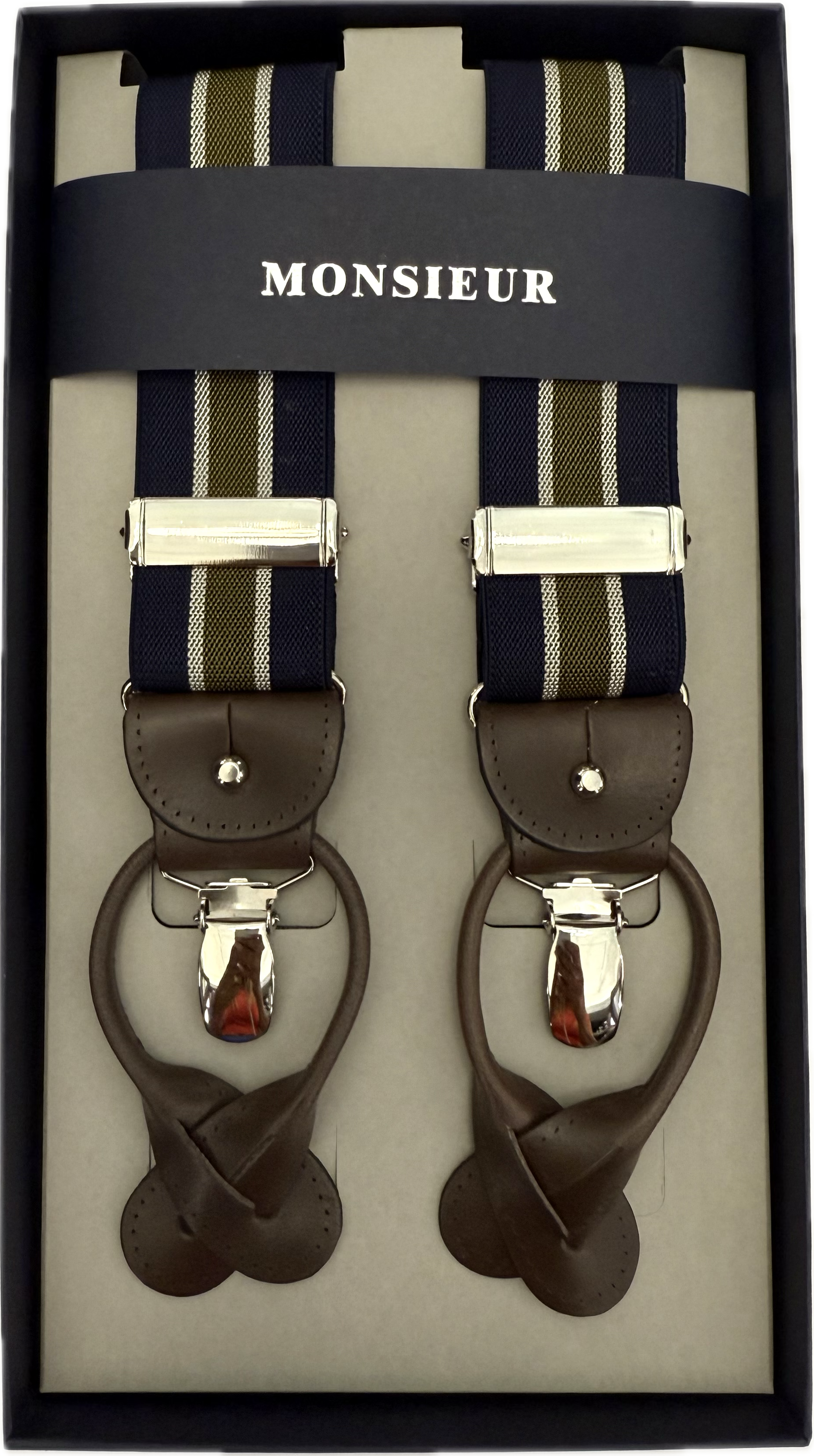 Bretelle regimental blu verde oliva Monsieur