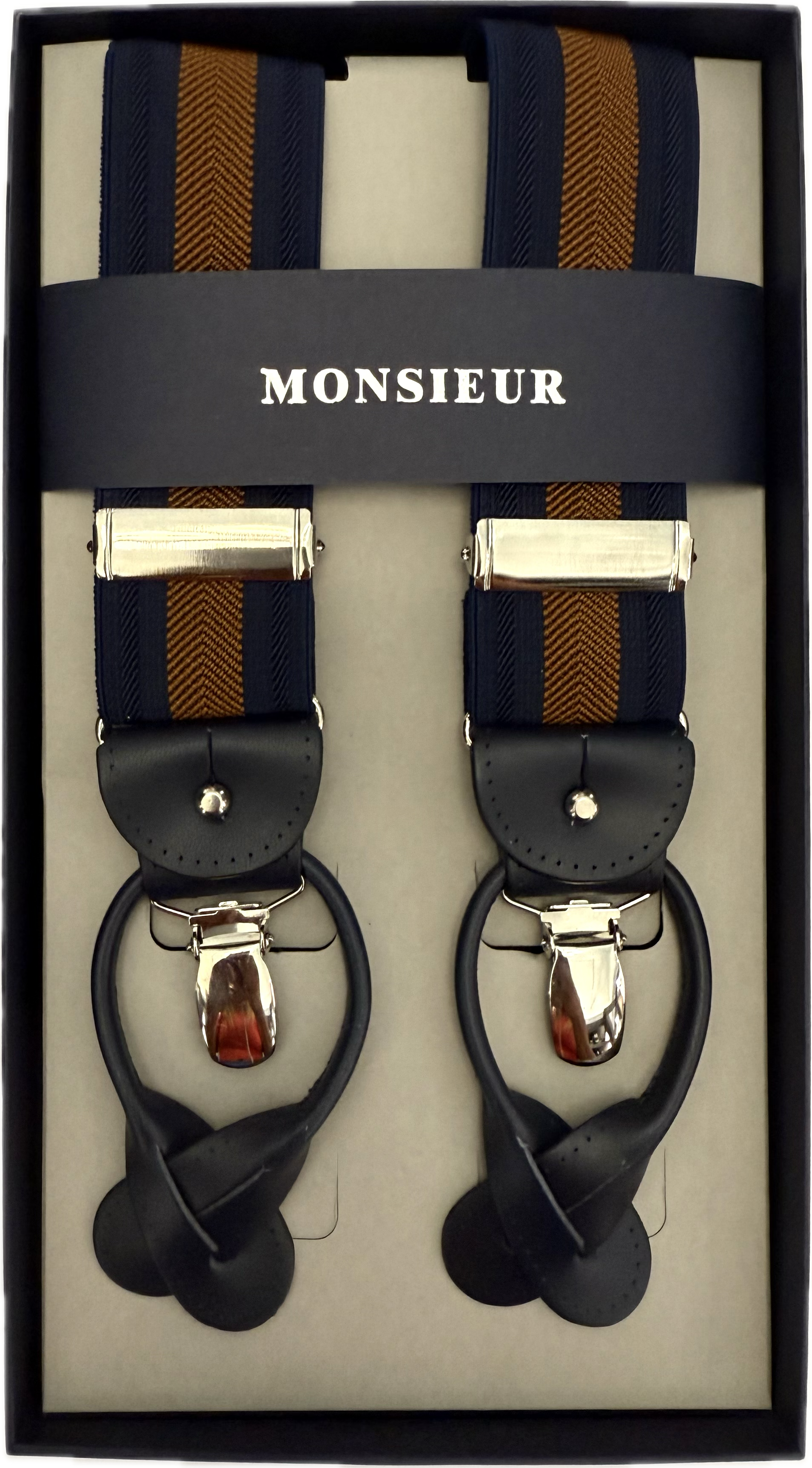 Bretelle regimental blu marrone Monsieur