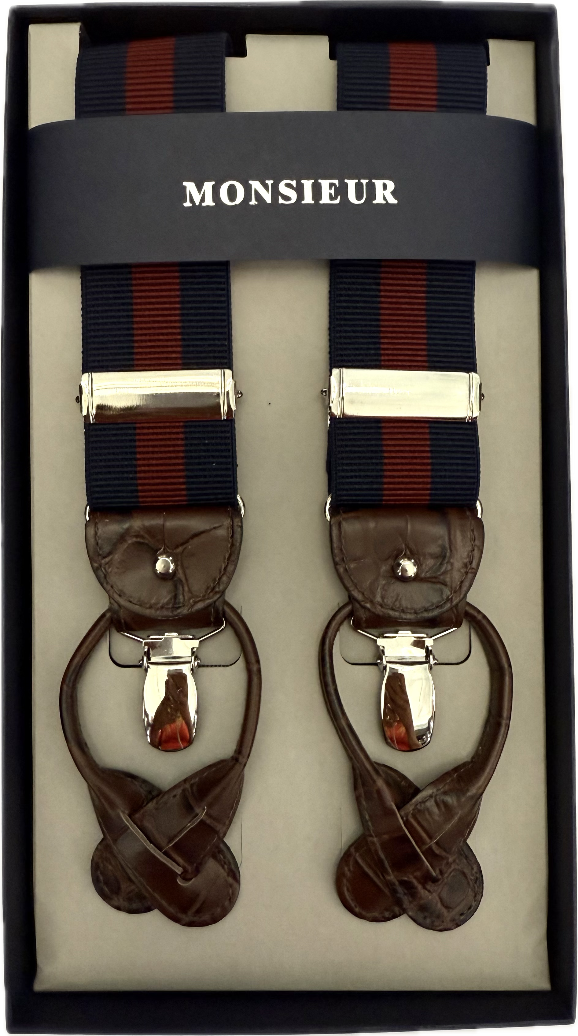 Bretelle regimental navy bordeaux Monsieur