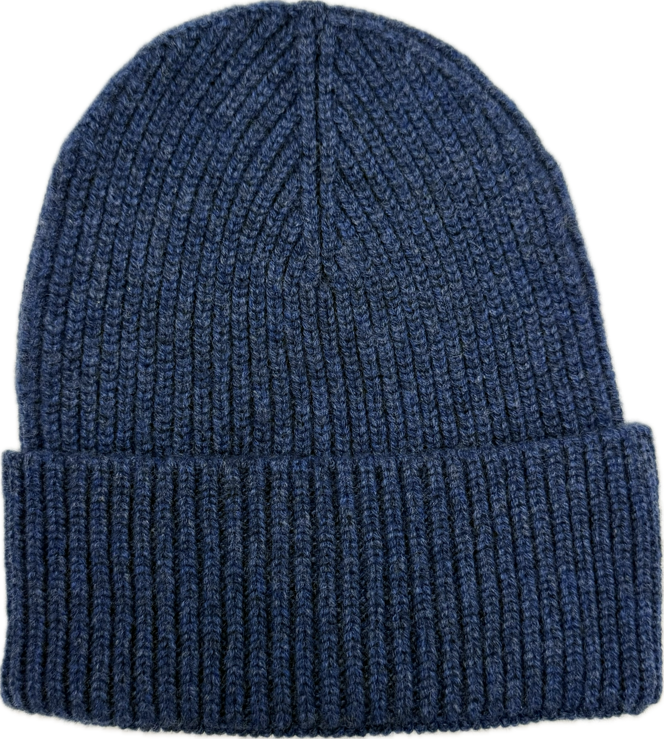 Cuffia coste strette cashmere blu melange Monsieur