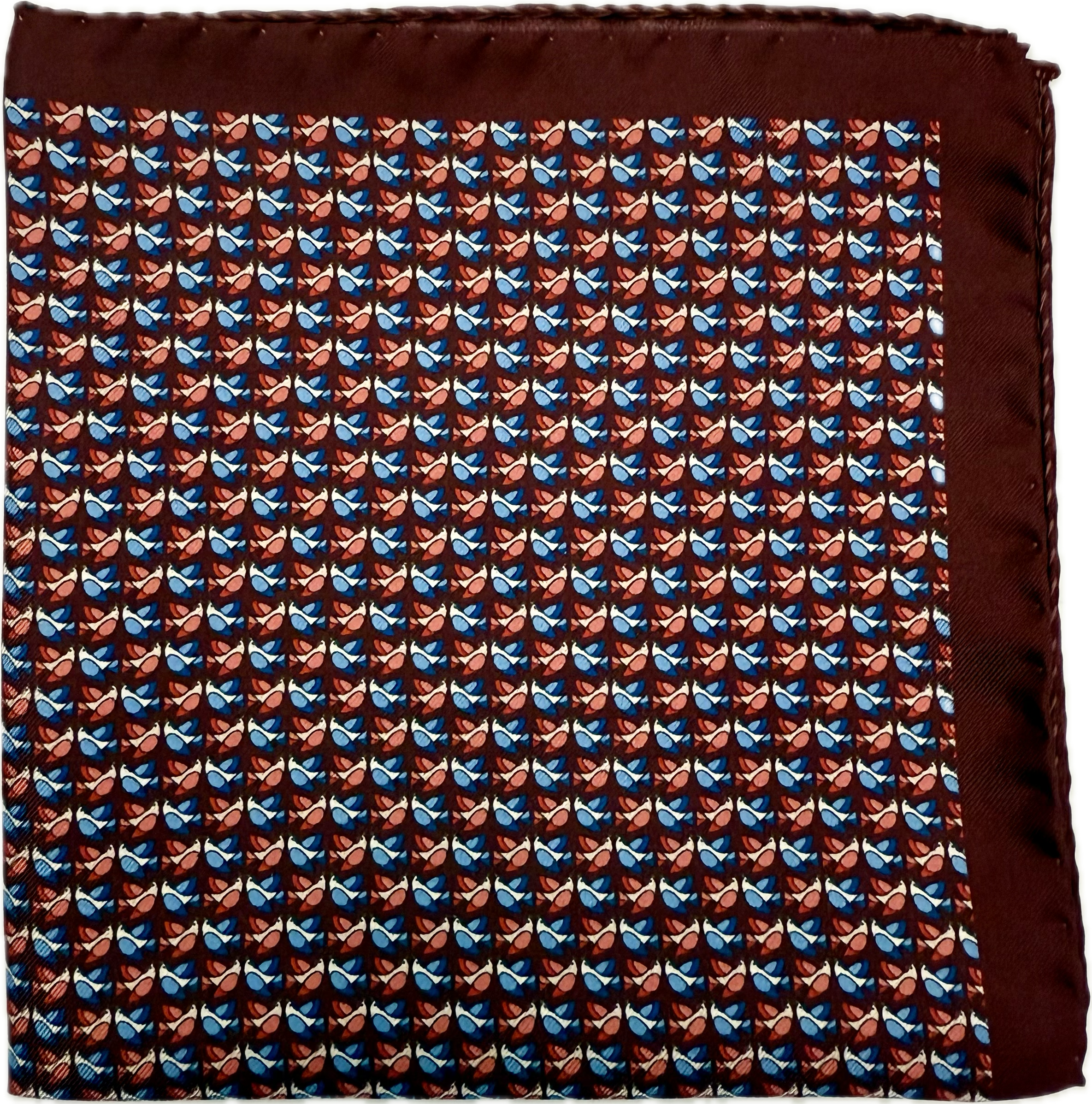 Pocket square uccellini bordeaux Fefè
