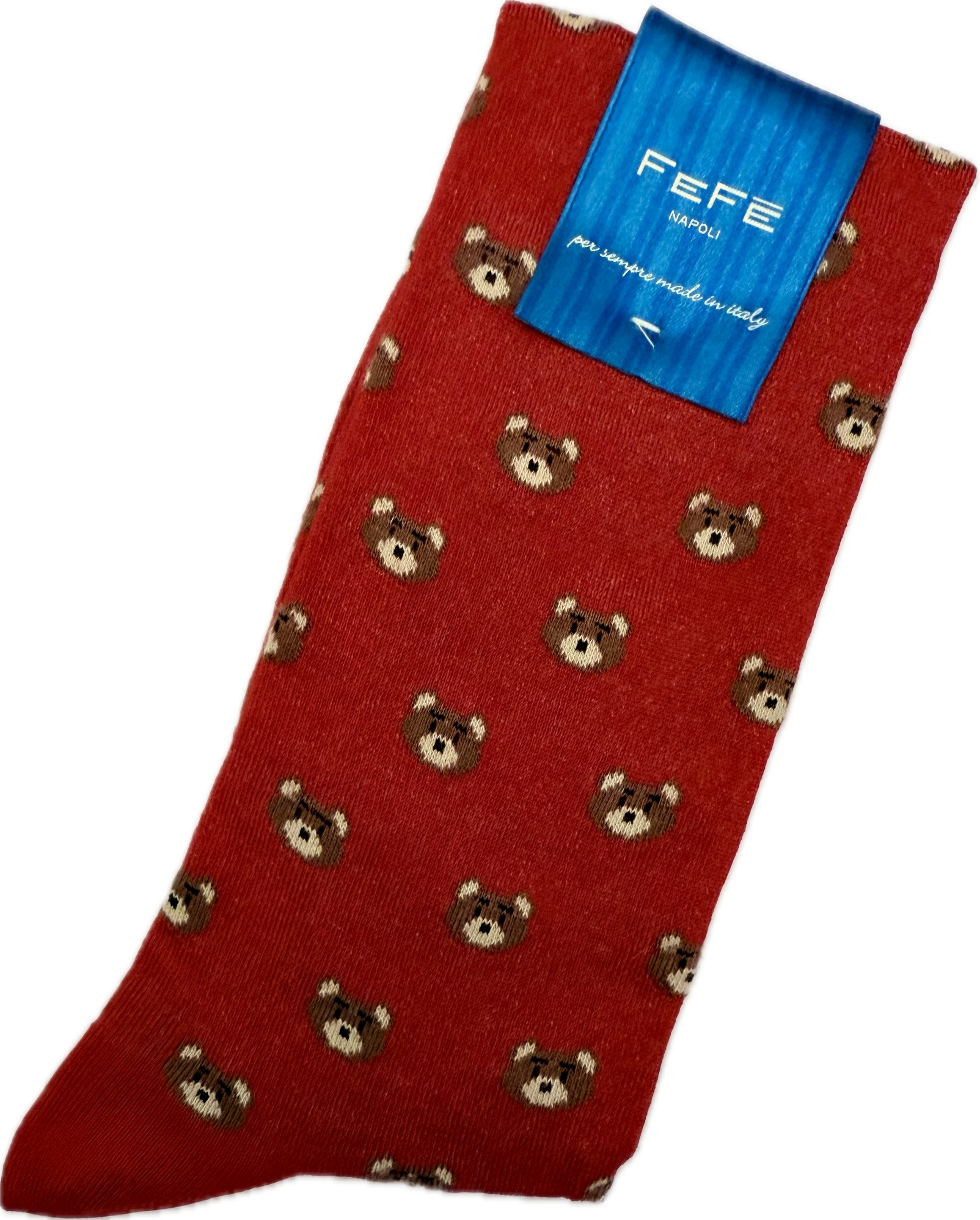 Calze lunghe fantasia teddy rosso Fefè