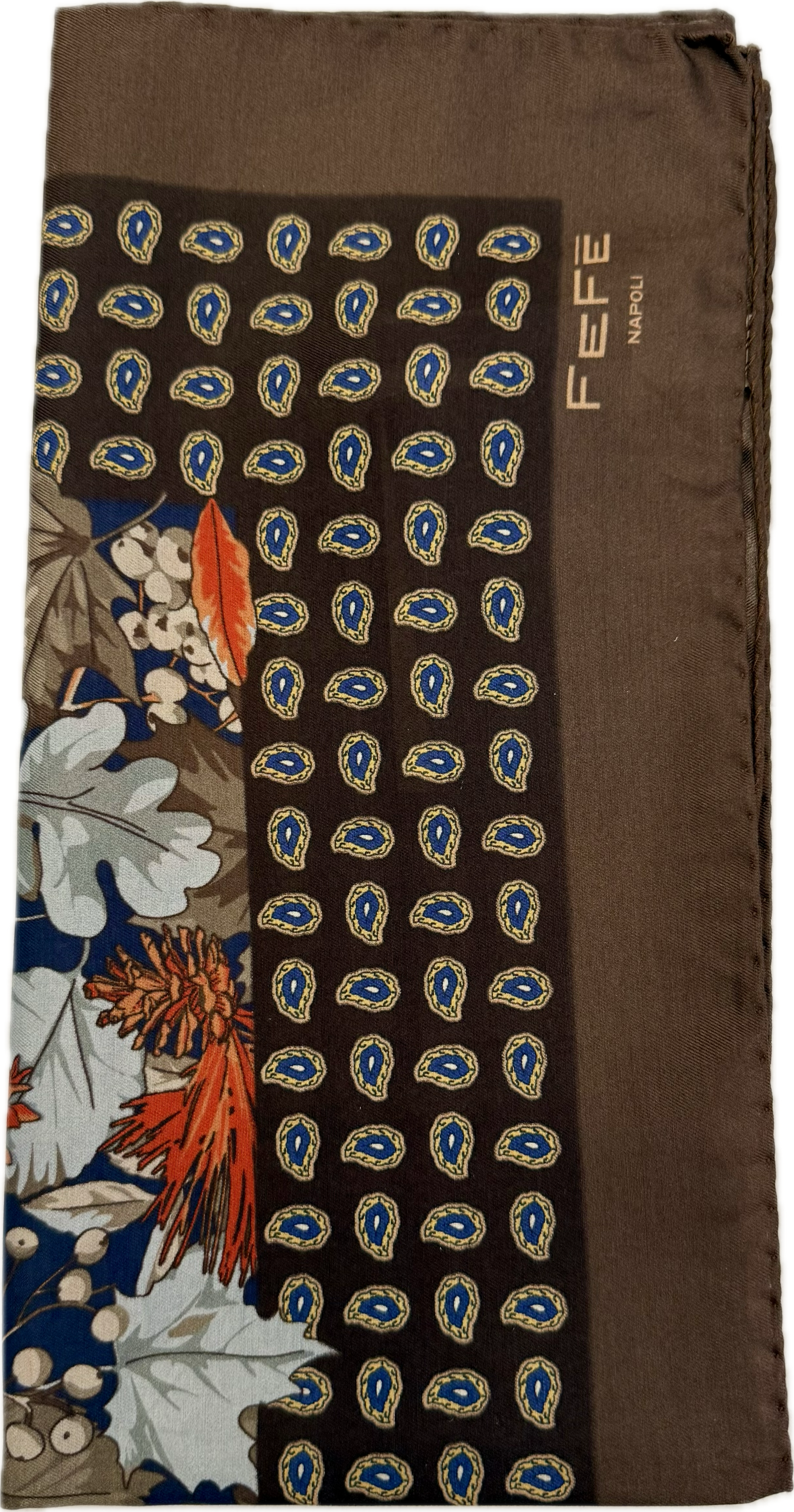 Sciarpa bandana cotone seta beccaccia marrone Fefè